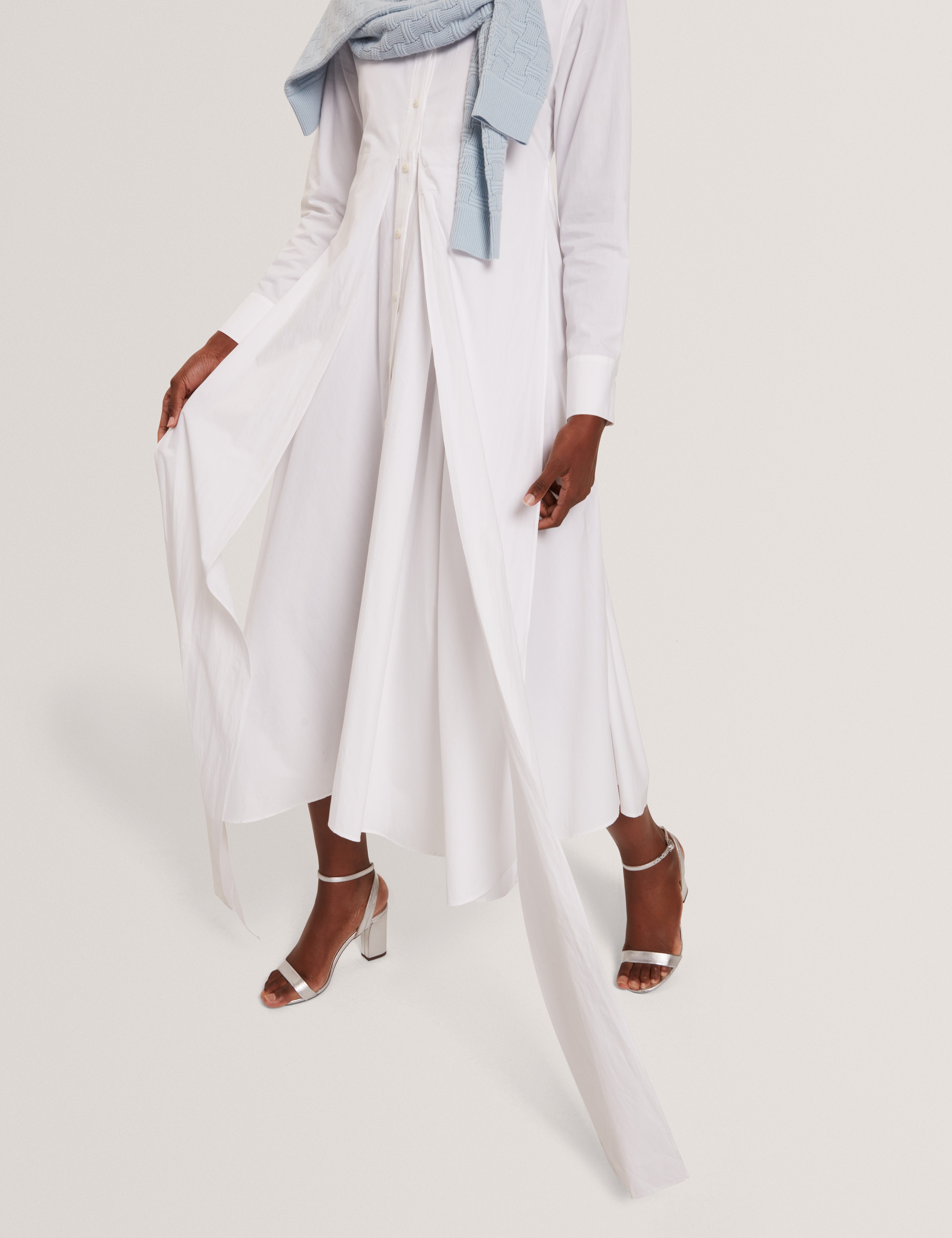 Ellisia Wrap Shirt Midi Dress White