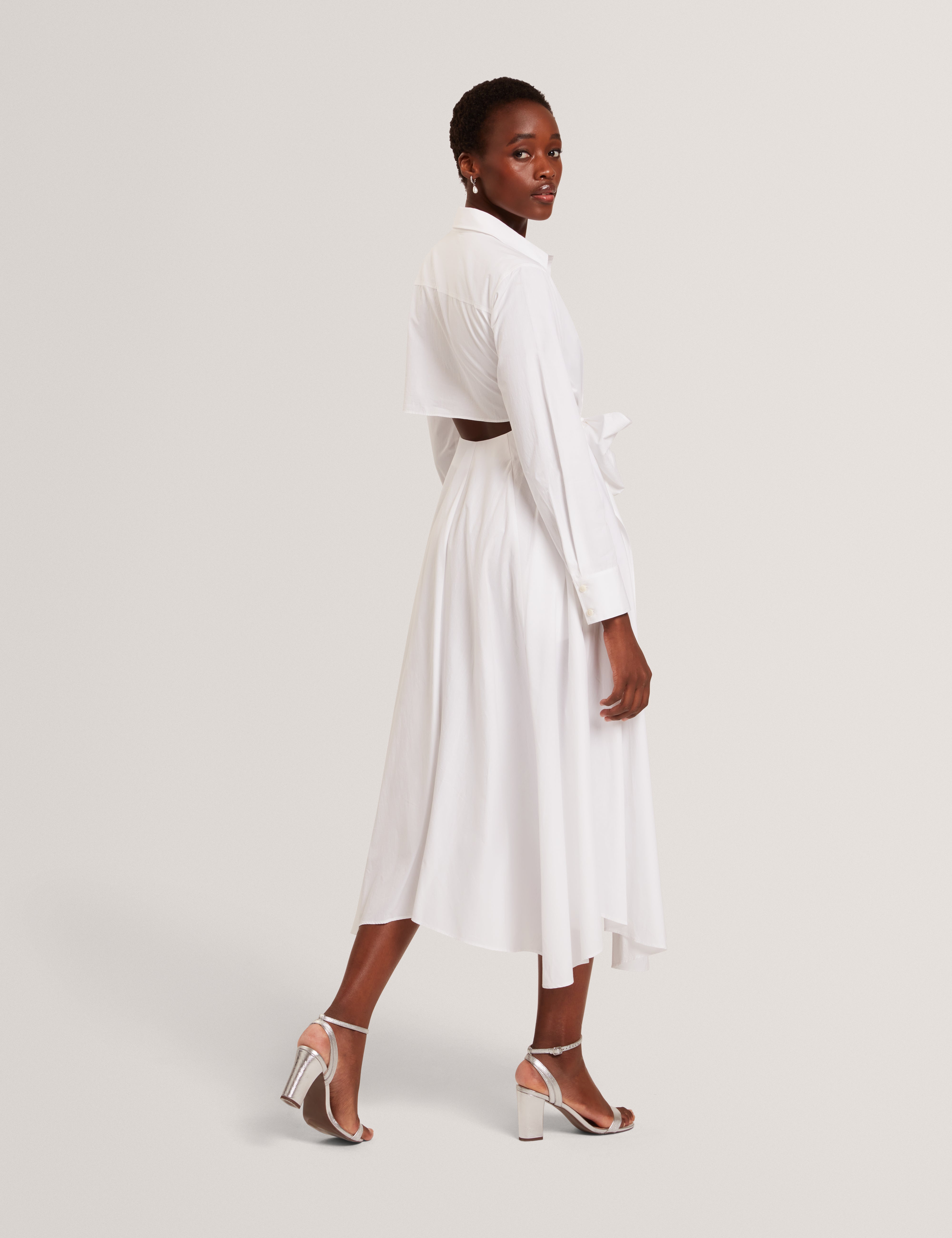 Ellisia Wrap Shirt Midi Dress White