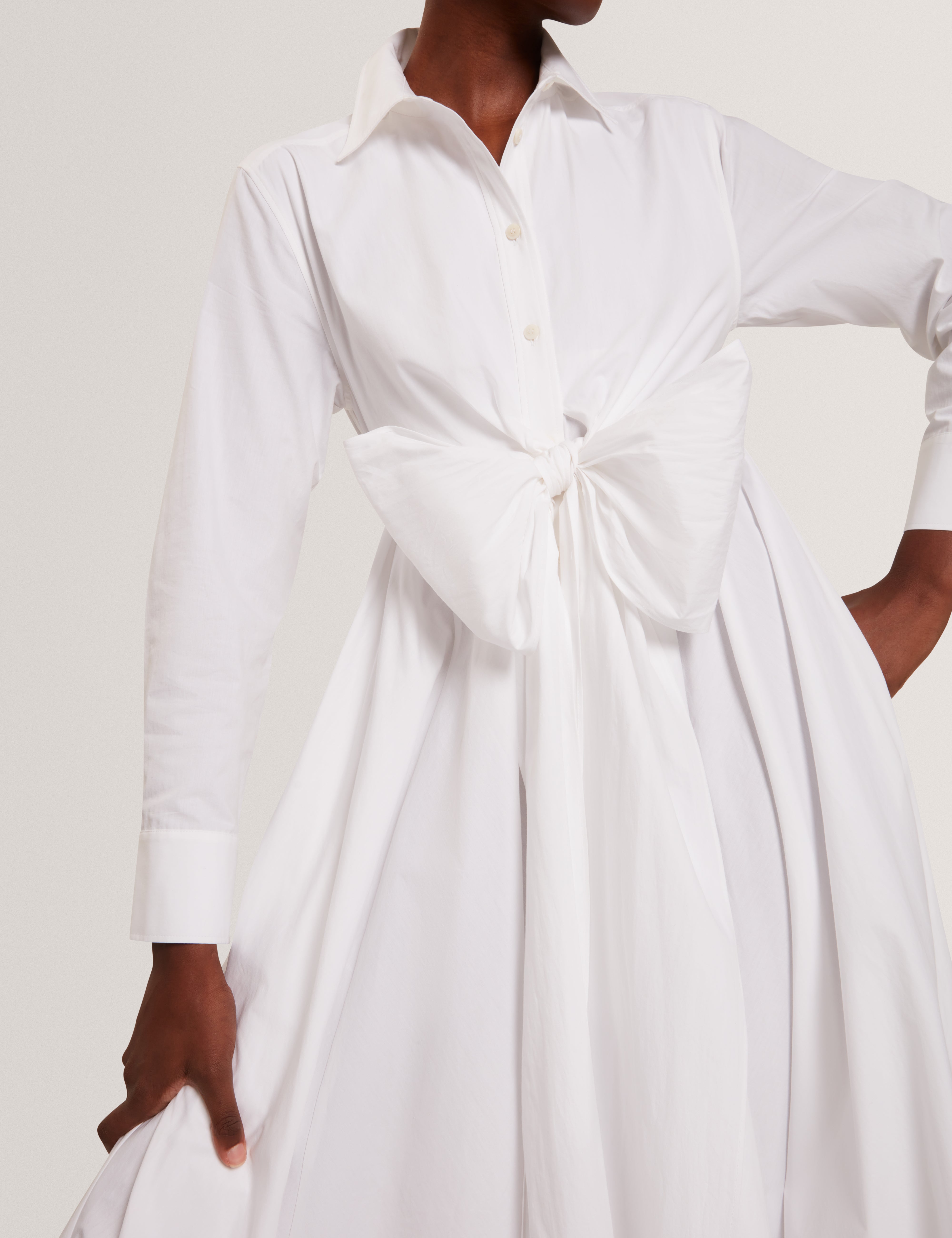 Ellisia Wrap Shirt Midi Dress White