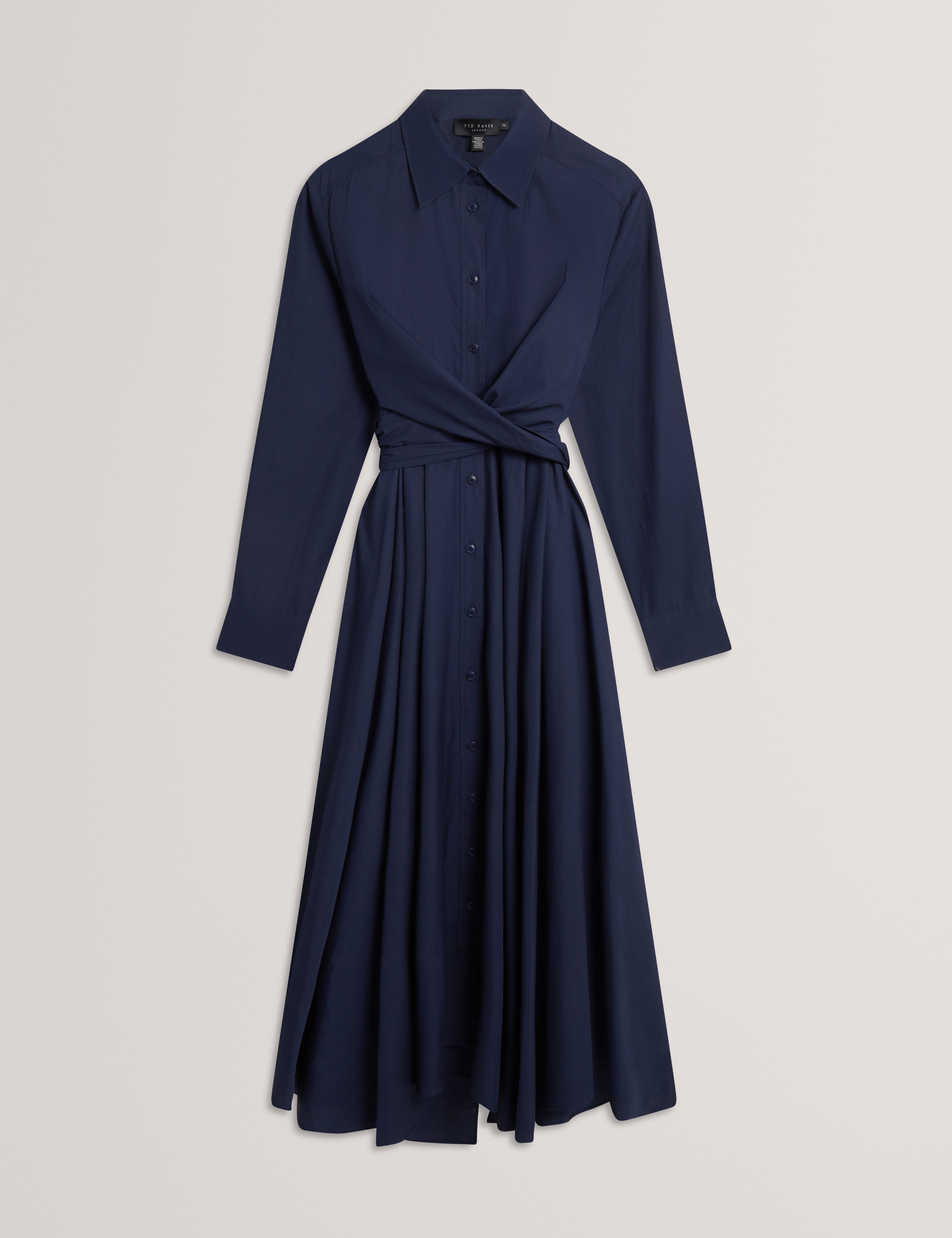 Ellisia Wrap Shirt Midi Dress Navy