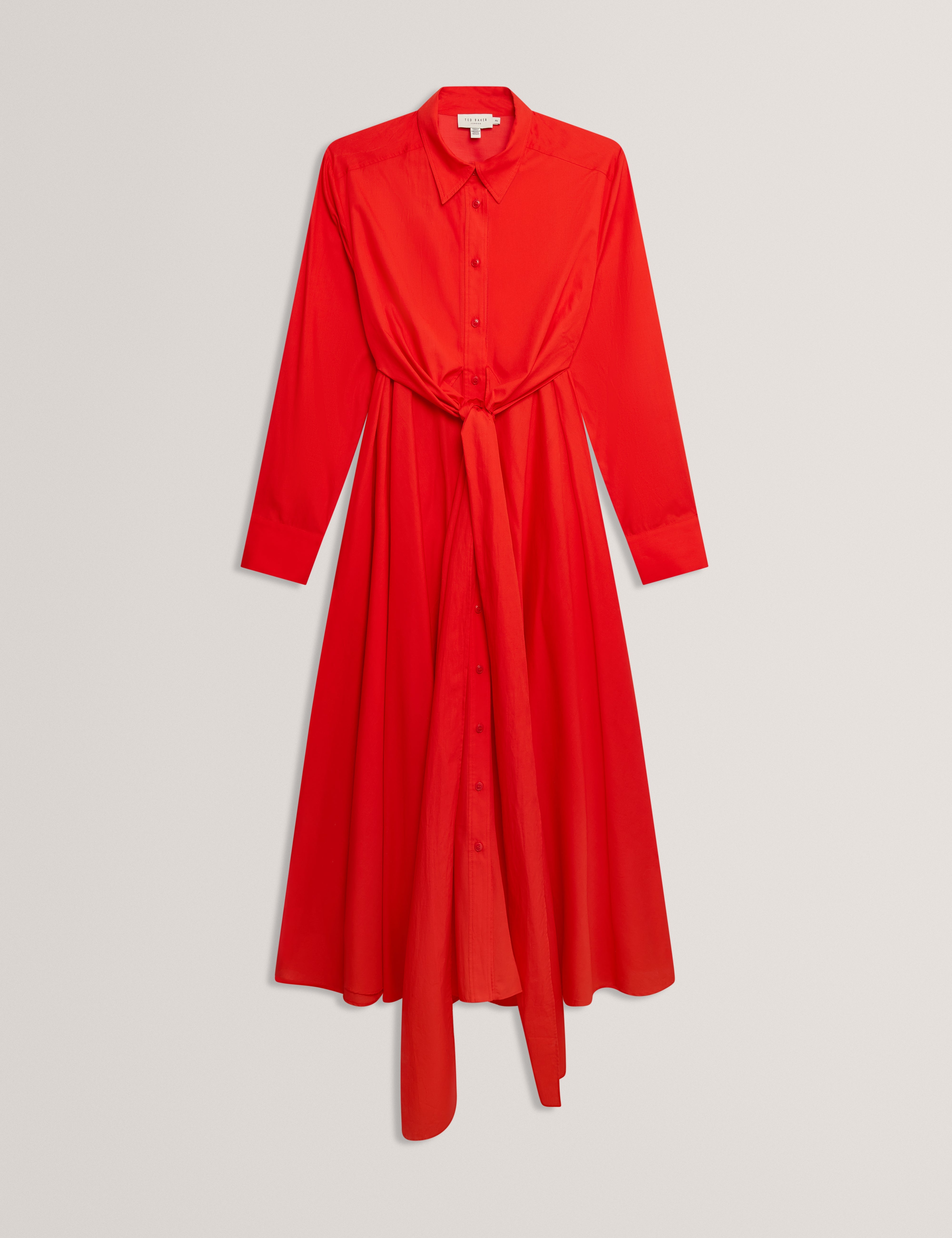 Ellisia Wrap Shirt Midi Dress Red