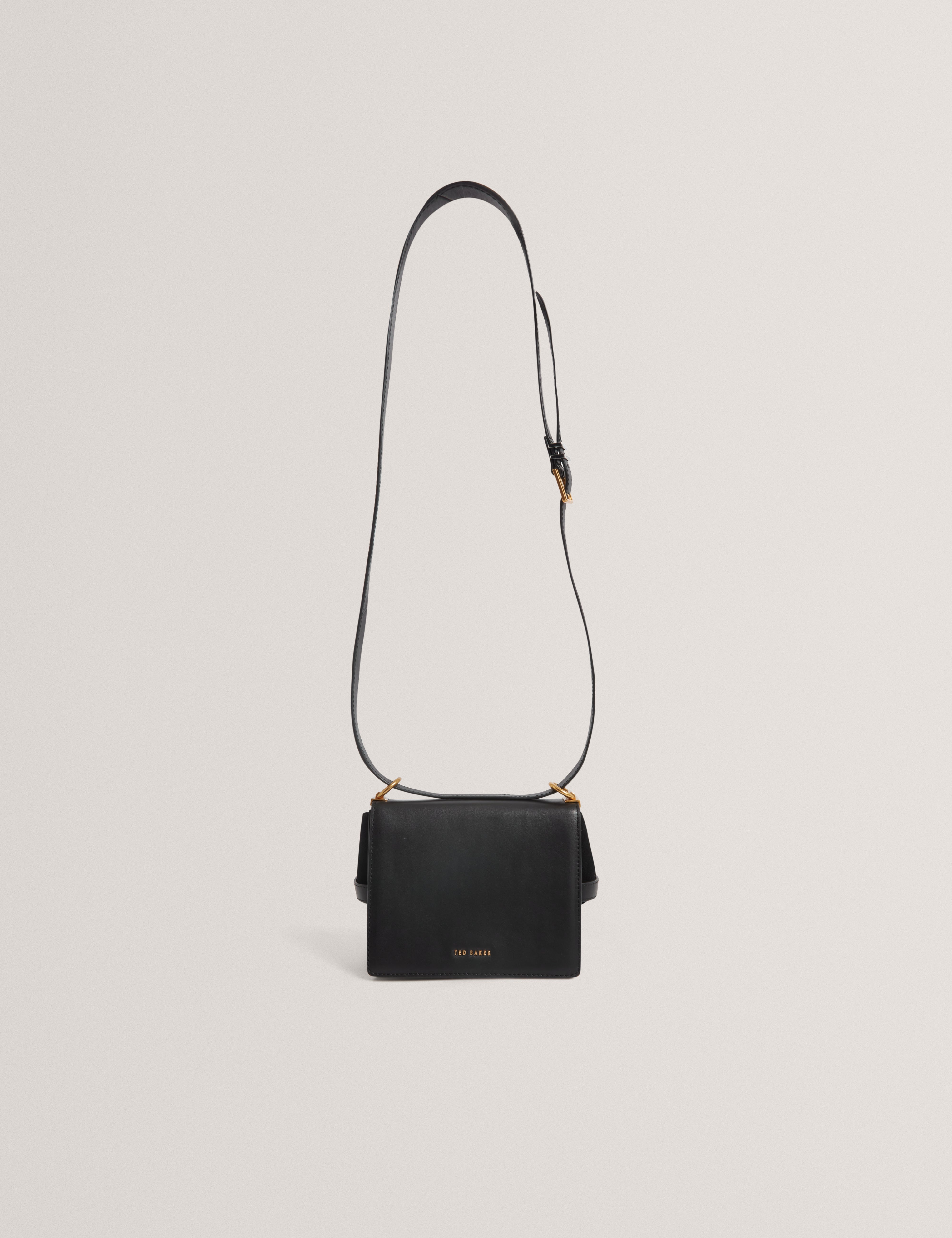 Talika Suede Belted Detail Crossbody Bag Black