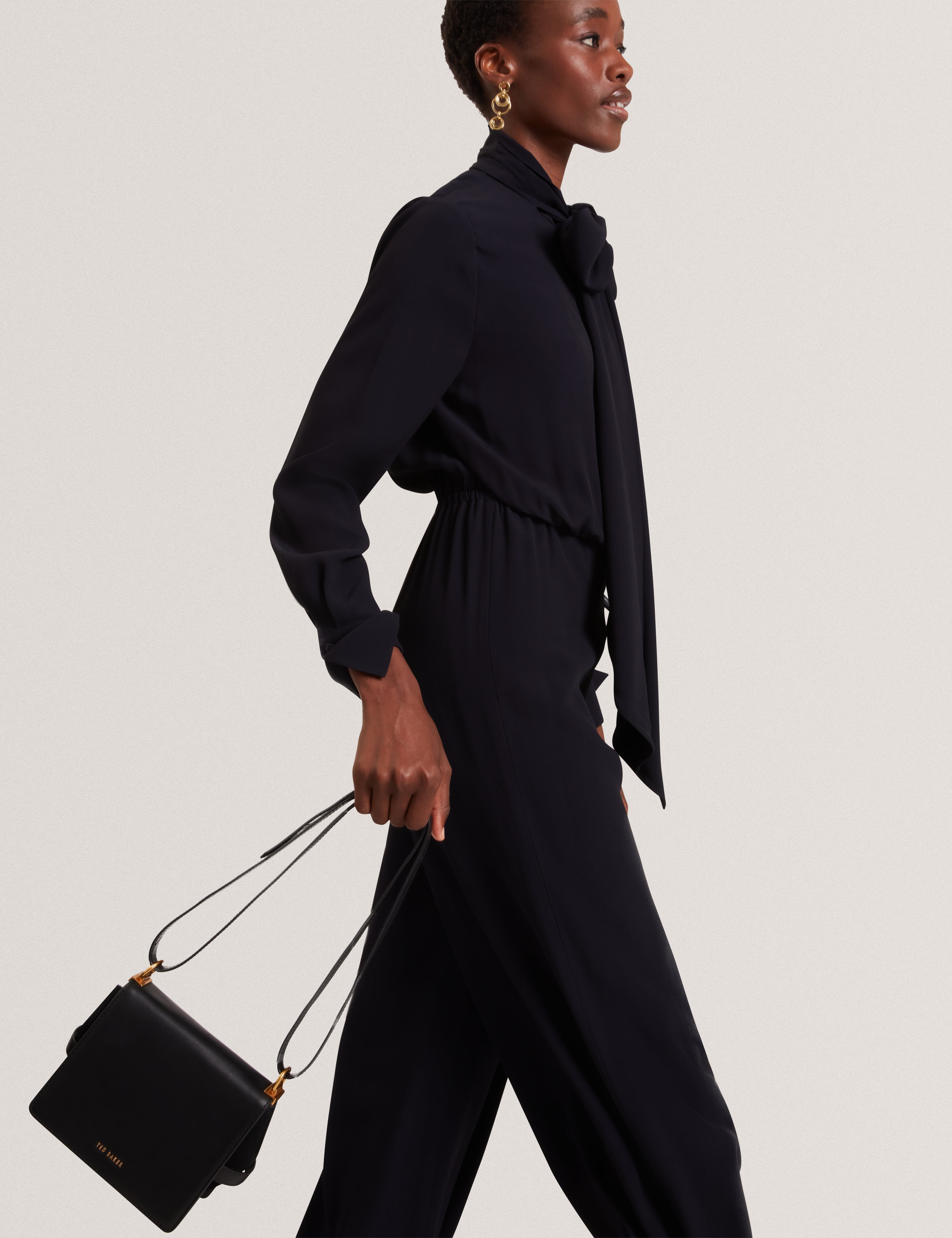 Talika Suede Belted Detail Crossbody Bag Black