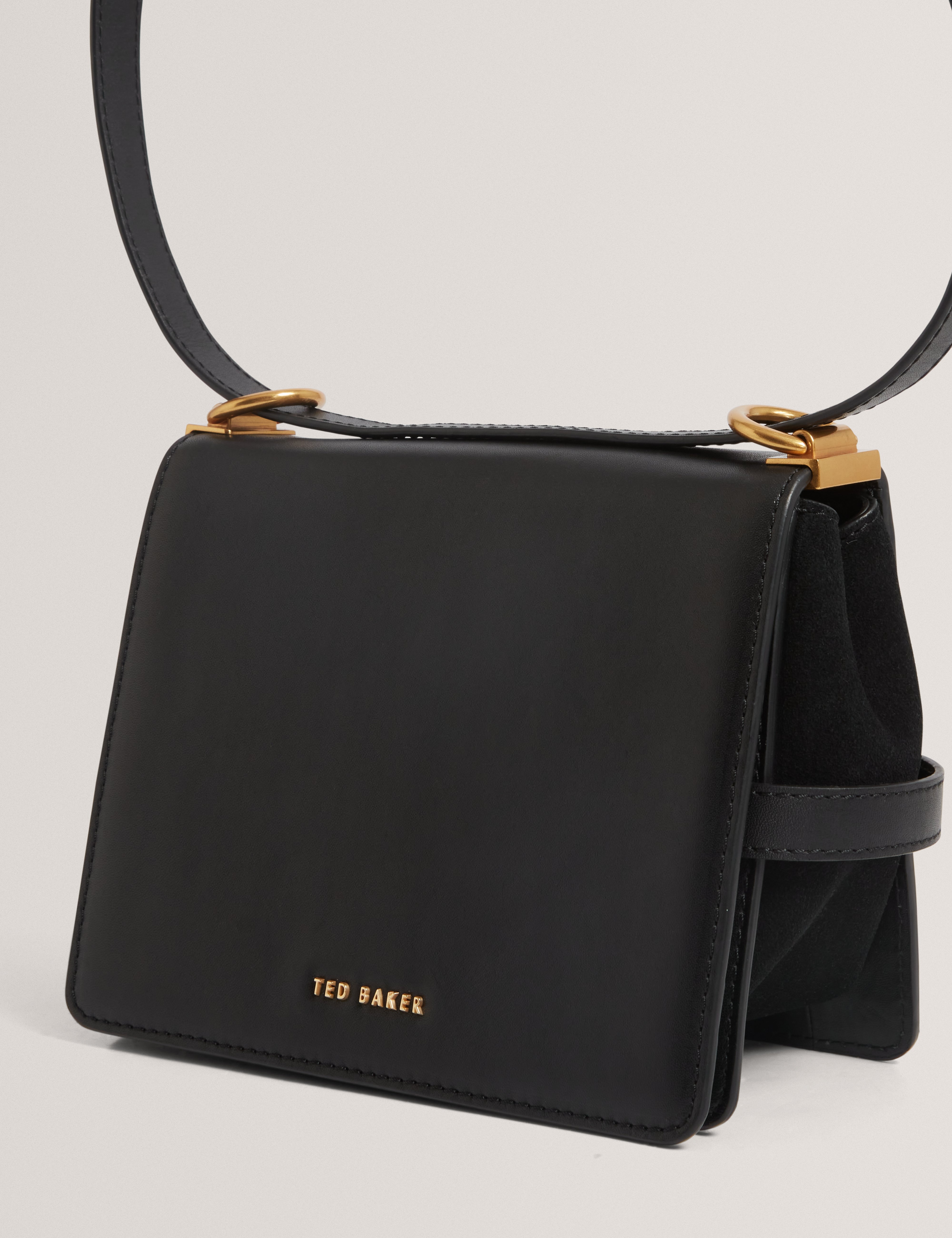 Talika Suede Belted Detail Crossbody Bag Black