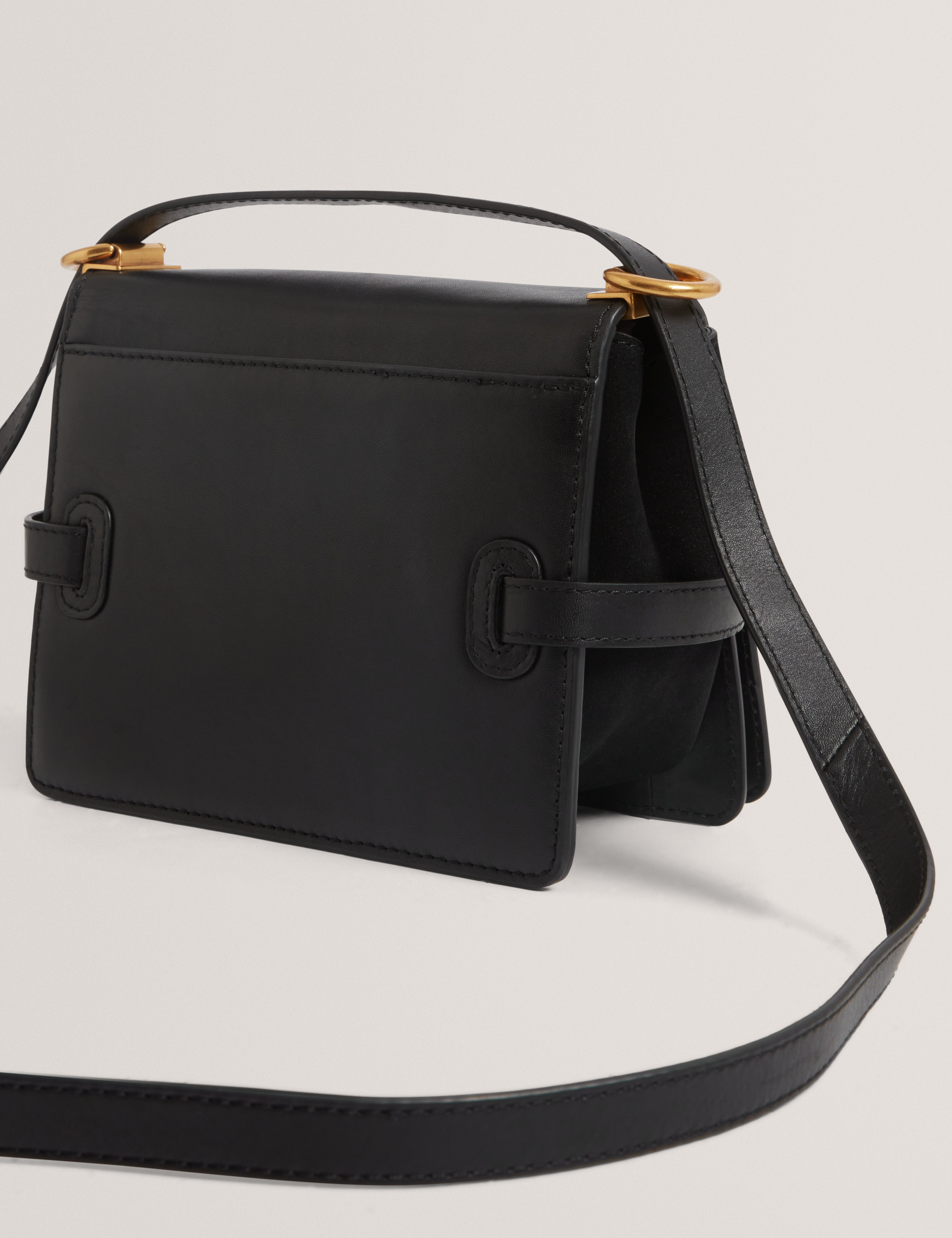 Talika Suede Belted Detail Crossbody Bag Black