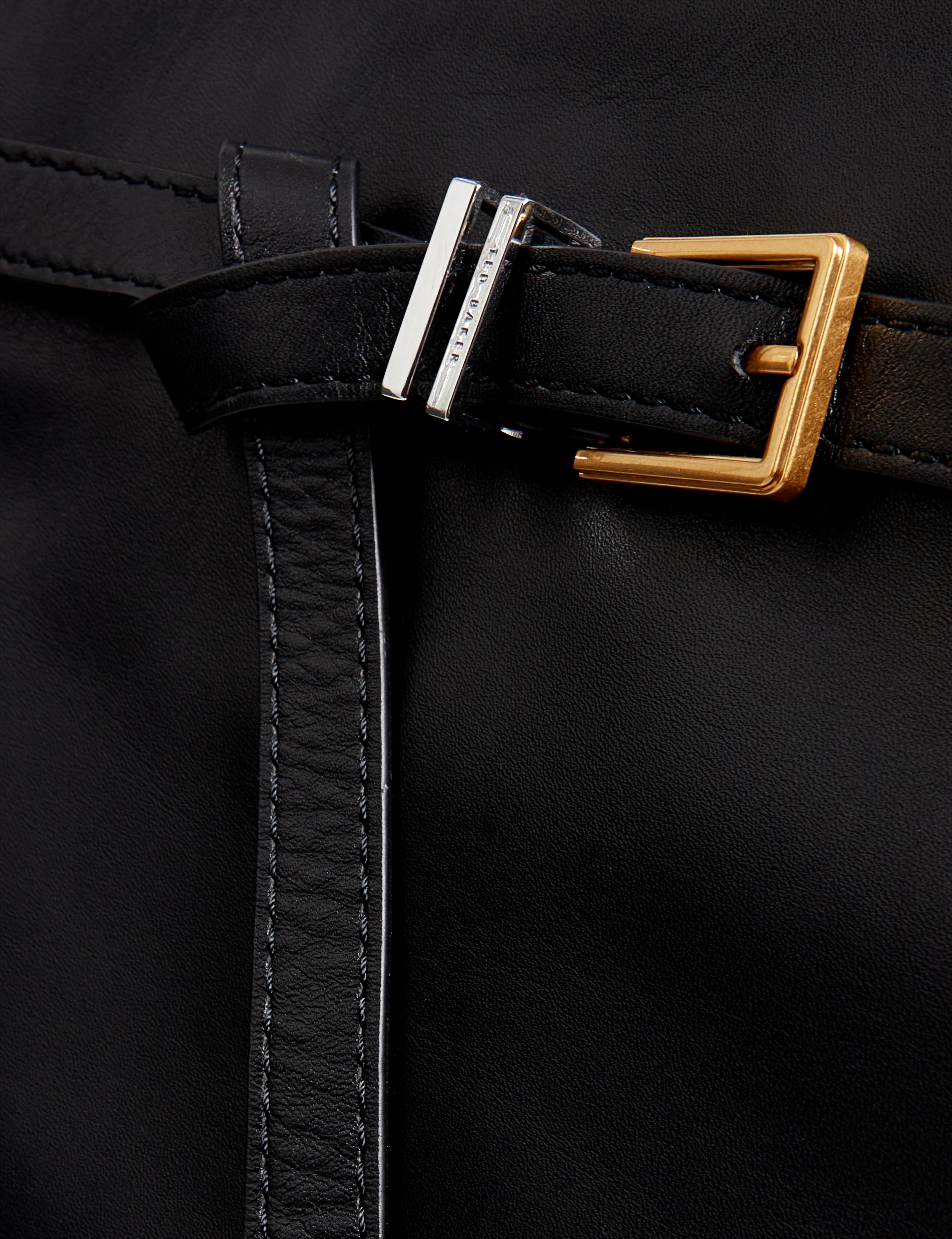 Tashnie Leather Belted Detail Tote Bag Black