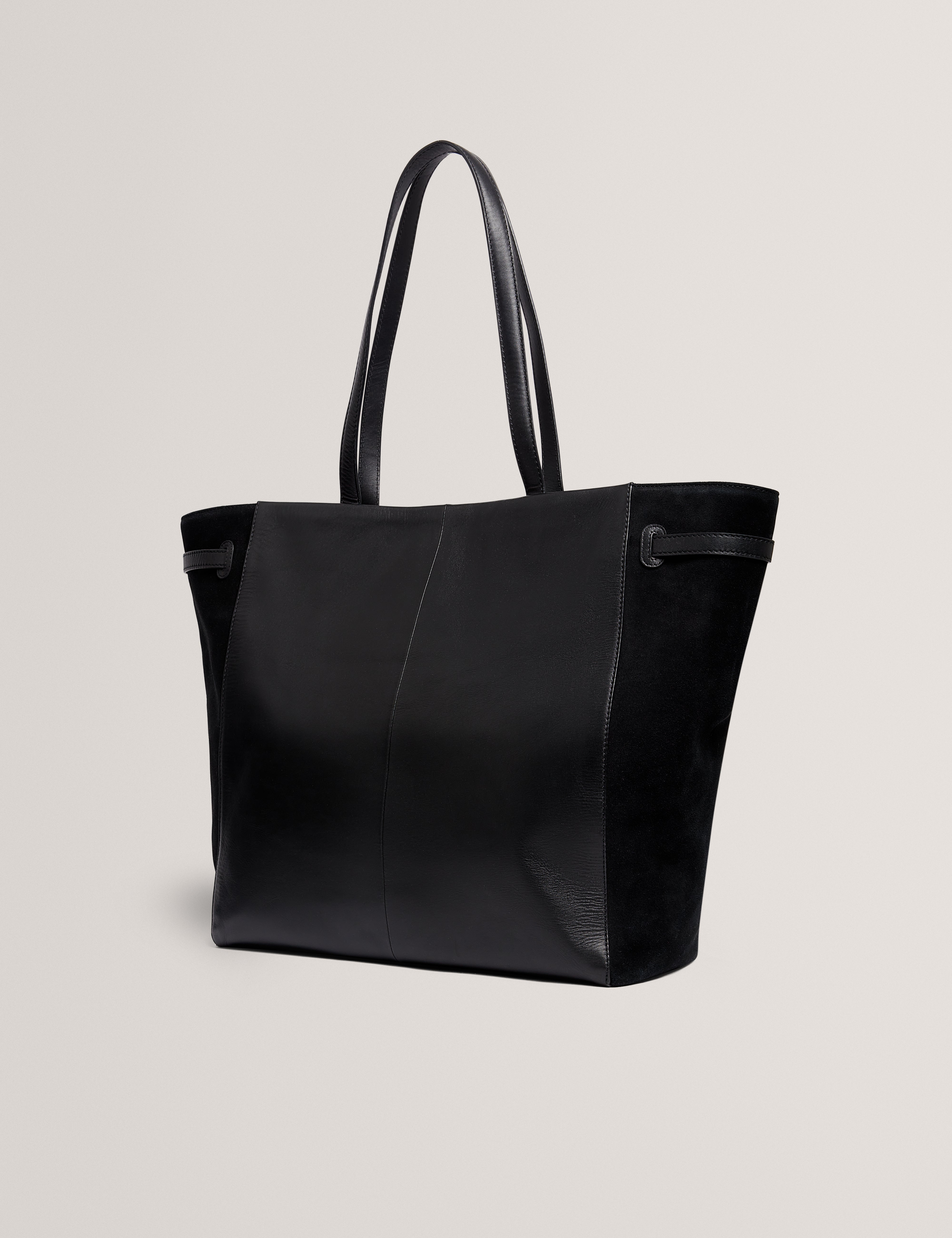 Tashnie Leather Belted Detail Tote Bag Black