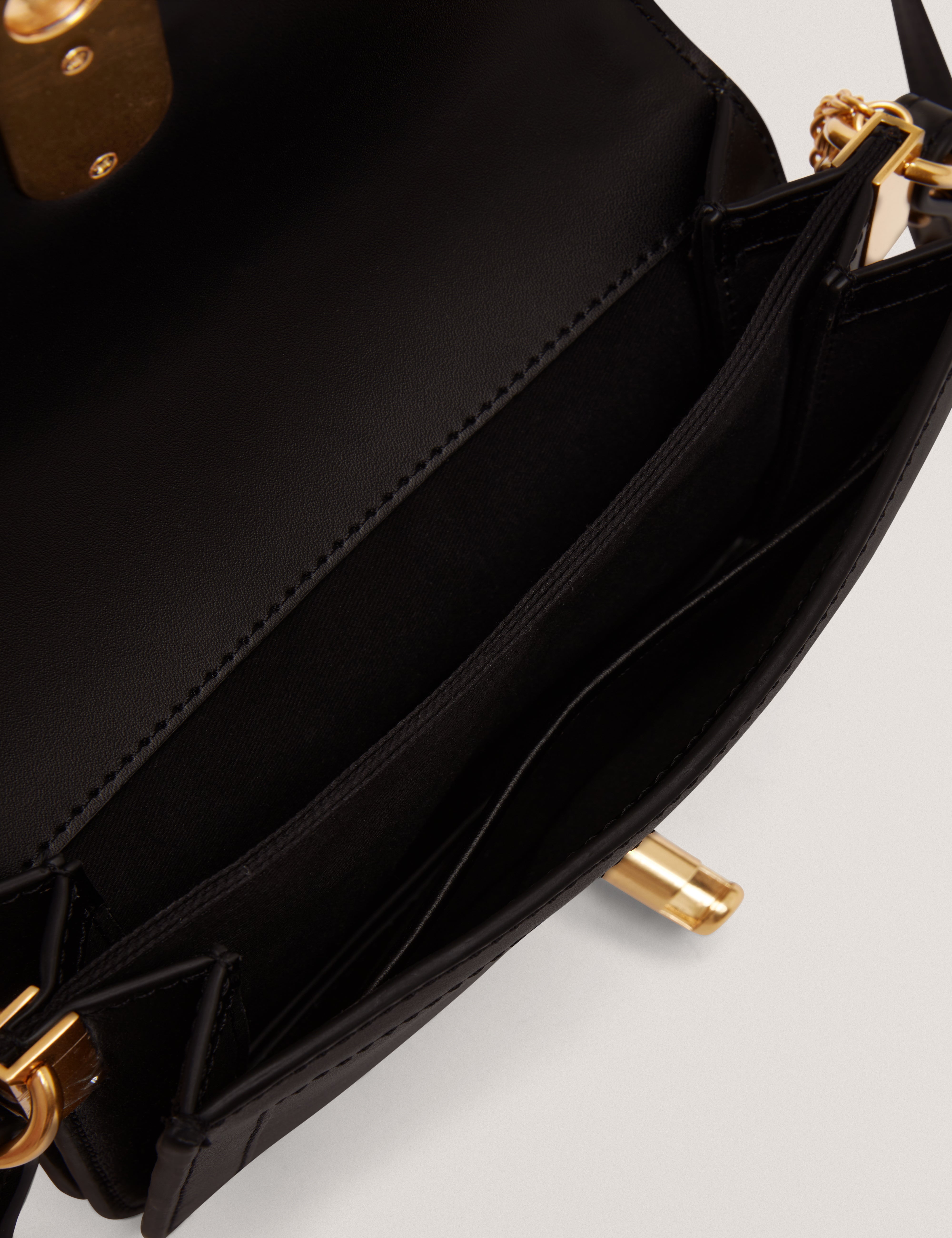 Sherlin Twist Lock Detail Shearling Shoulder Bag Black