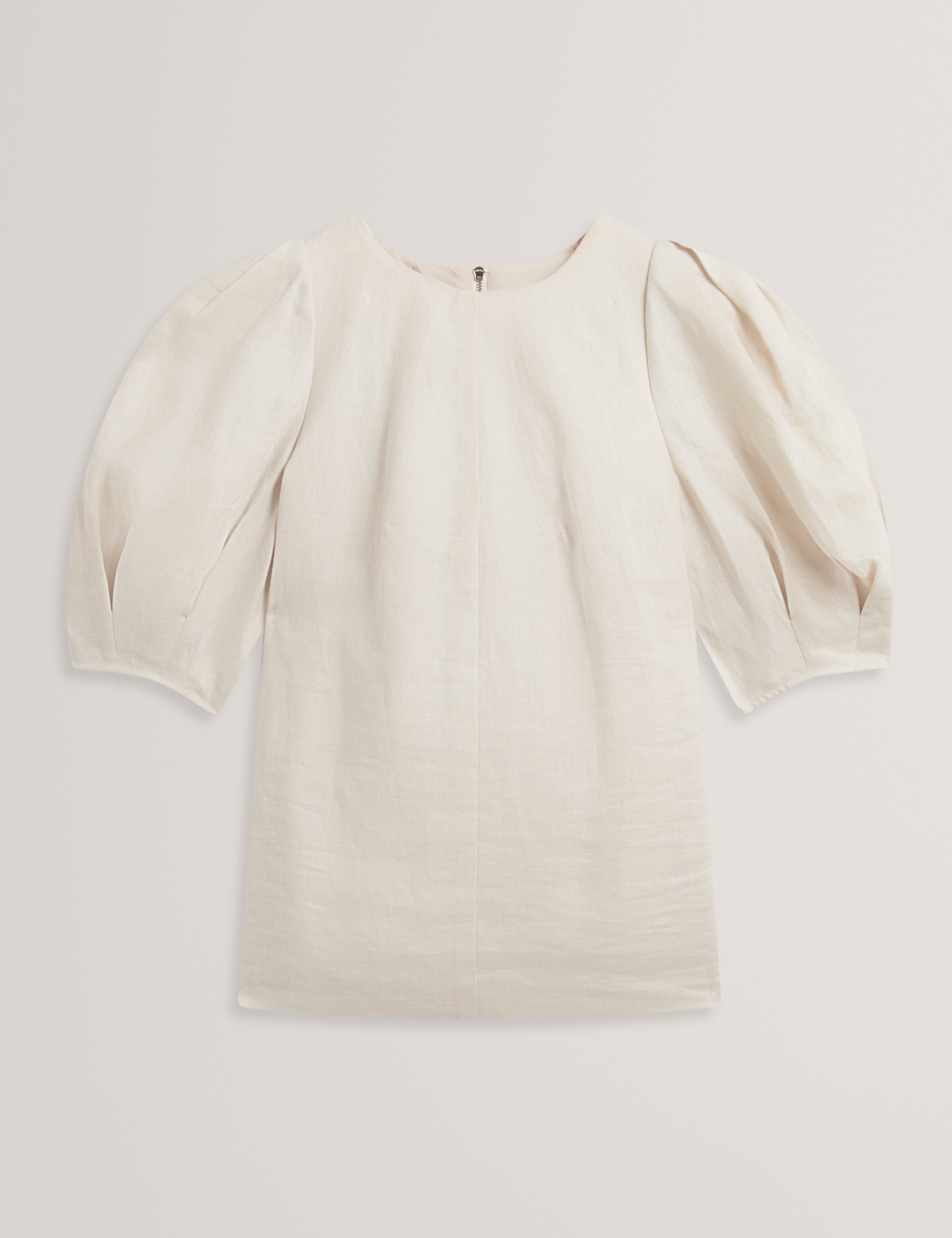 Limarie Linen Puff Sleeve Straight Top Natural