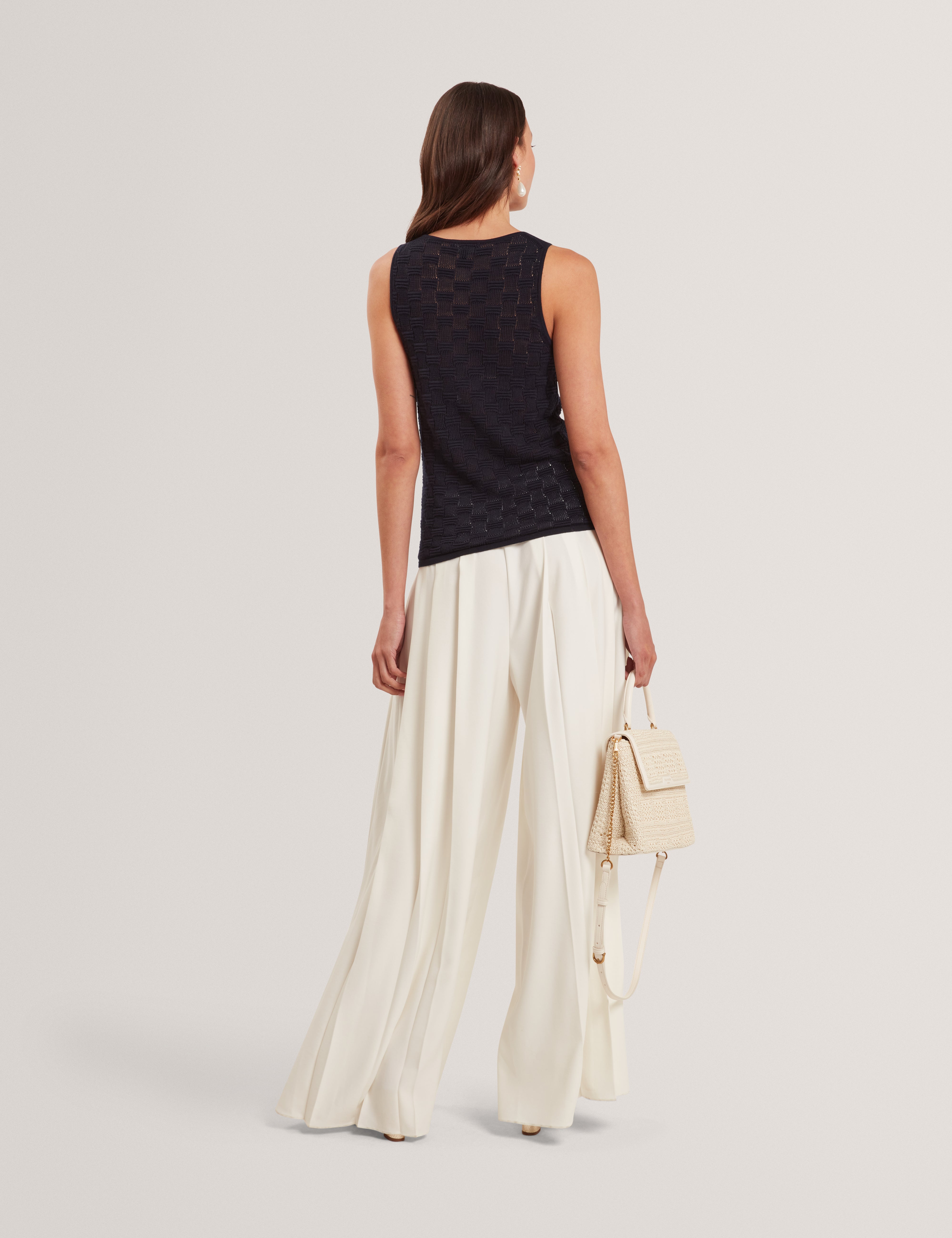 Yuna Touch Of Silk Knitted Sleeveless Top Navy