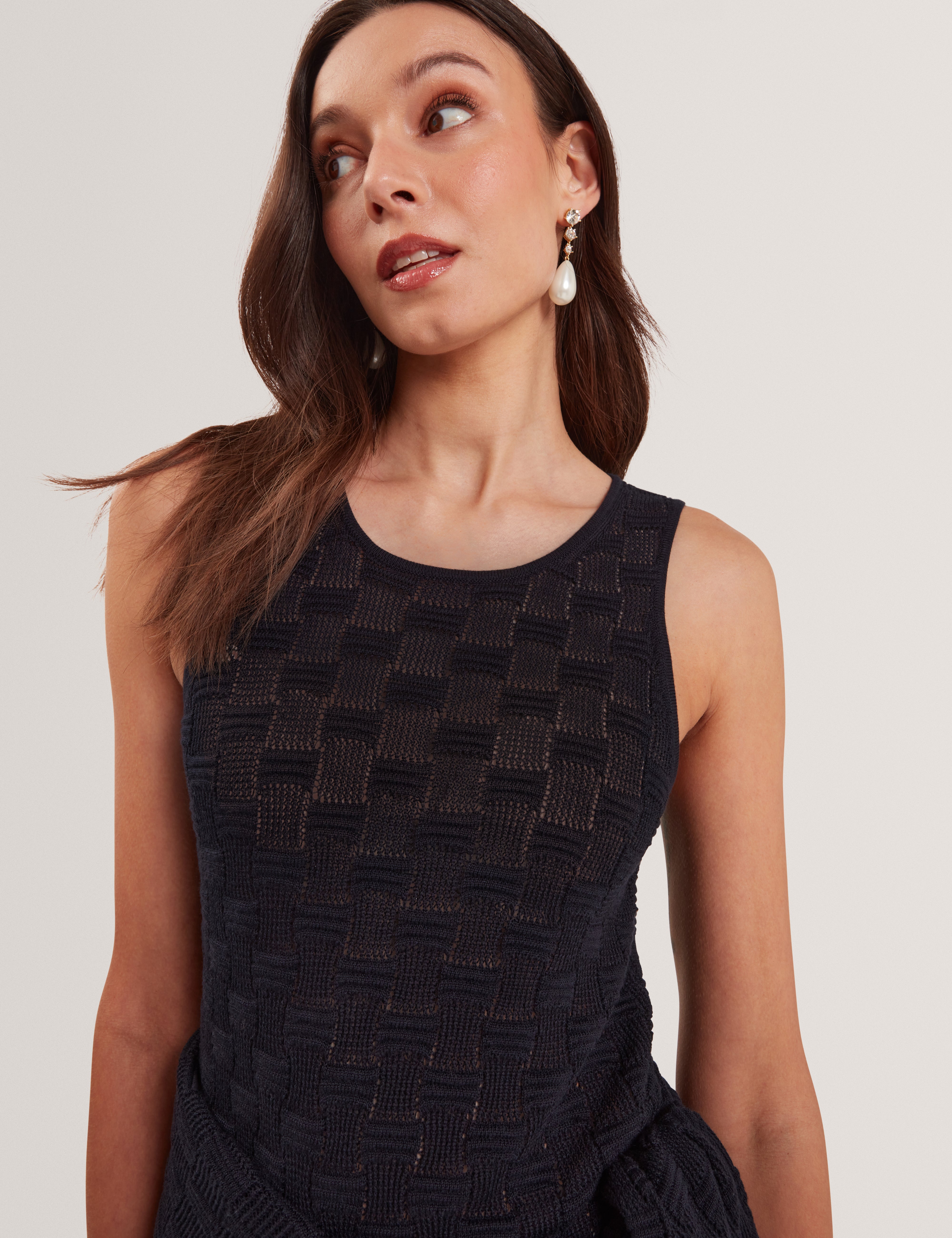 Yuna Touch Of Silk Knitted Sleeveless Top Navy