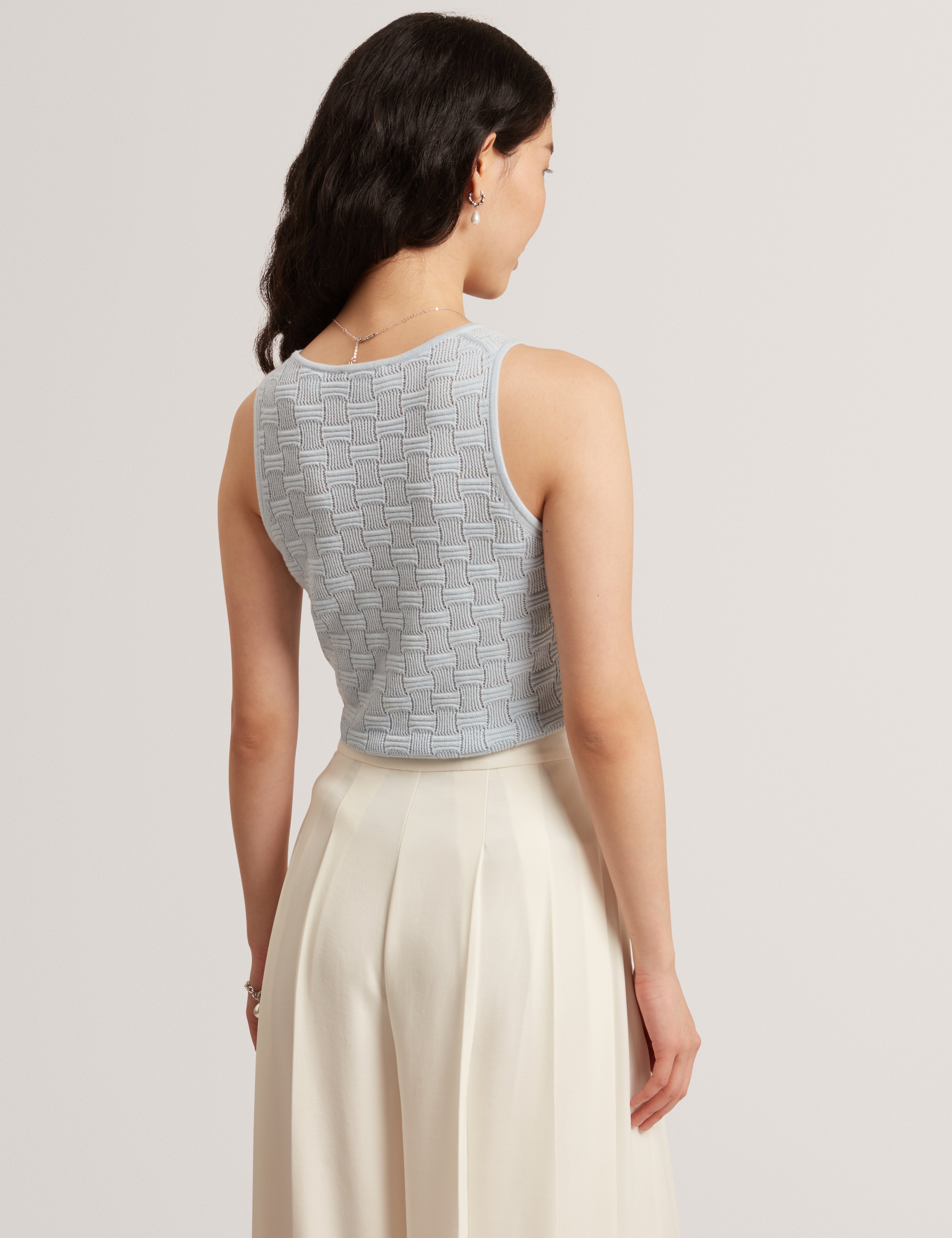Yuna Touch Of Silk Knitted Sleeveless Top Pl-Blue