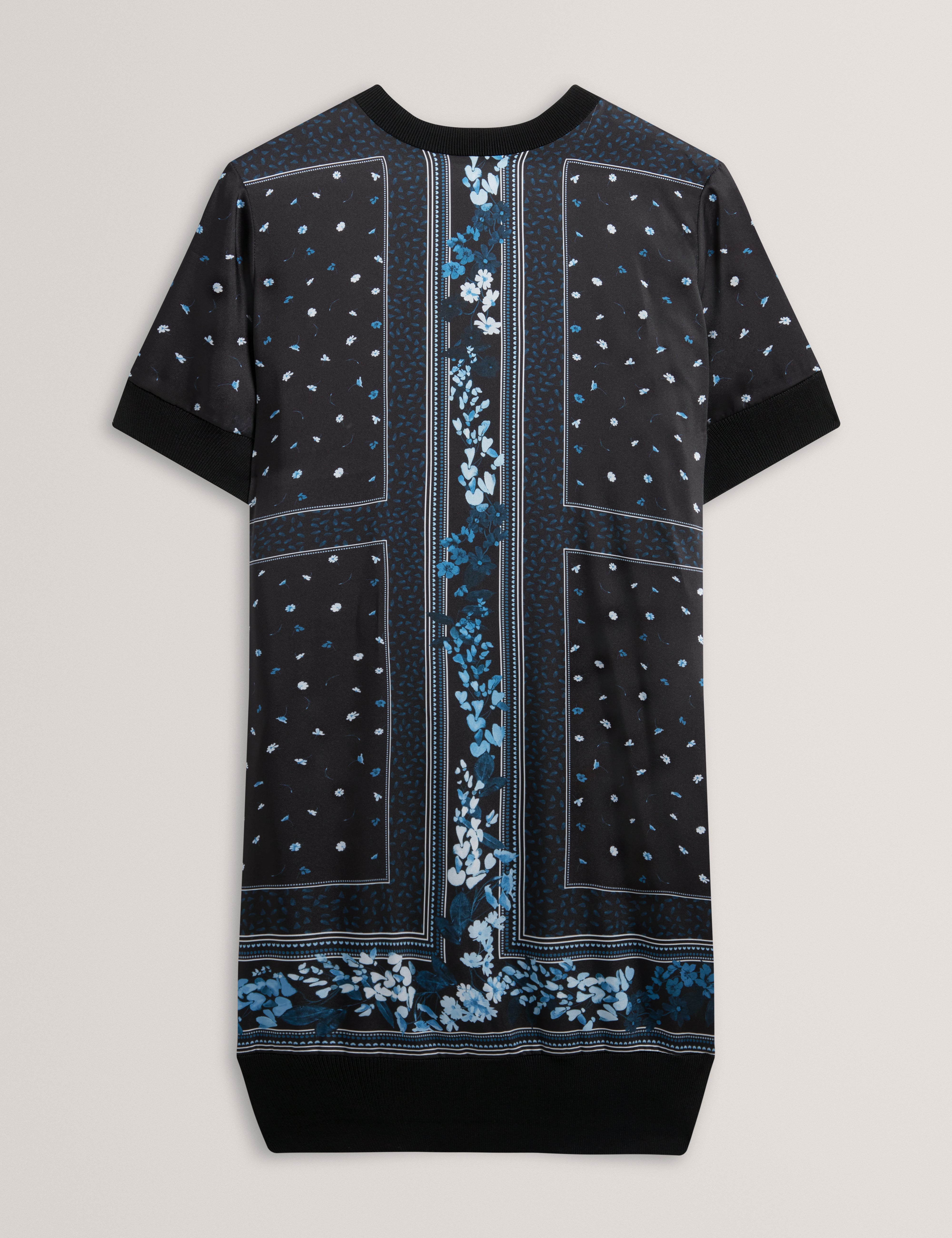 Azzala Printed Woven Front Boxy Dress Black