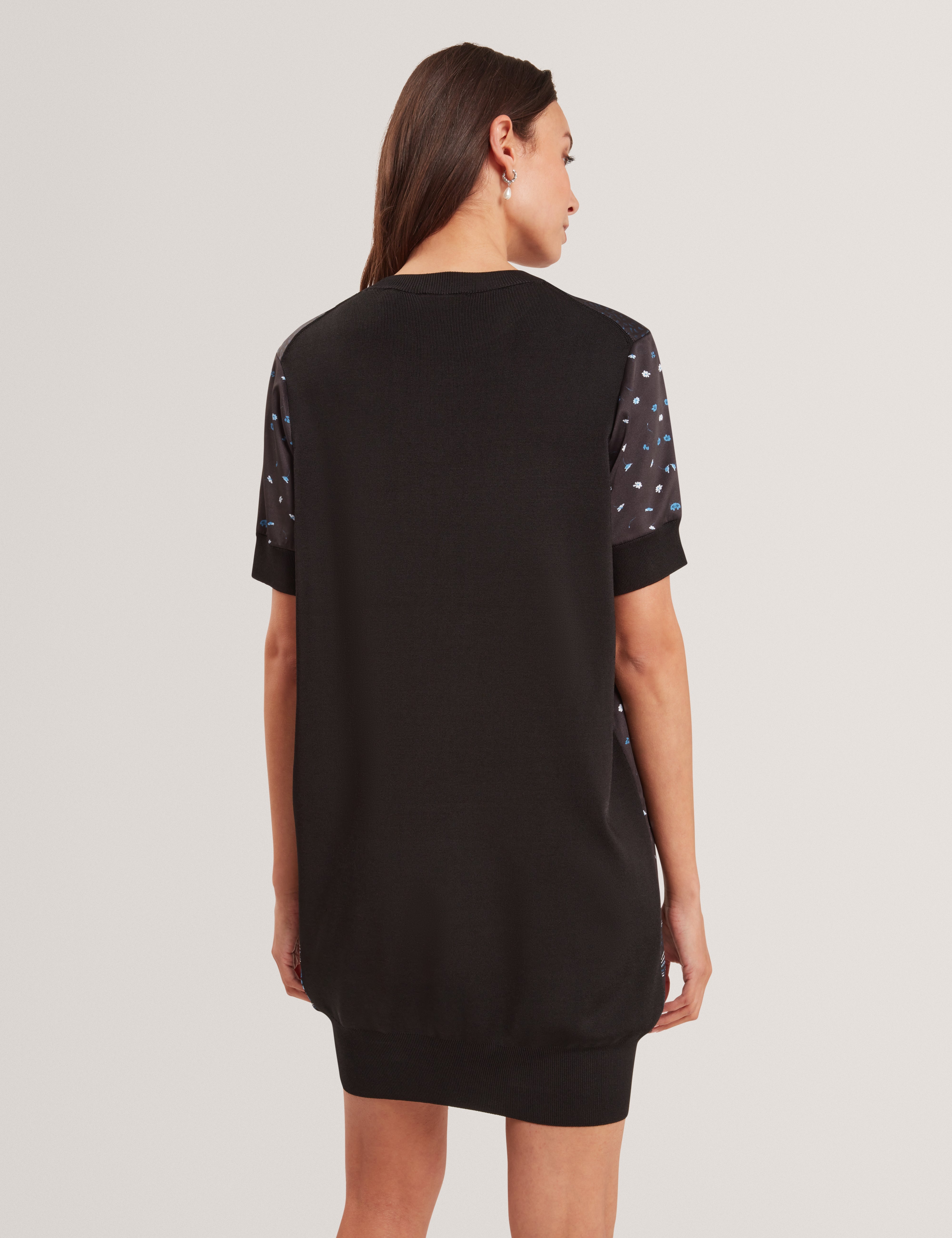 Azzala Printed Woven Front Boxy Dress Black