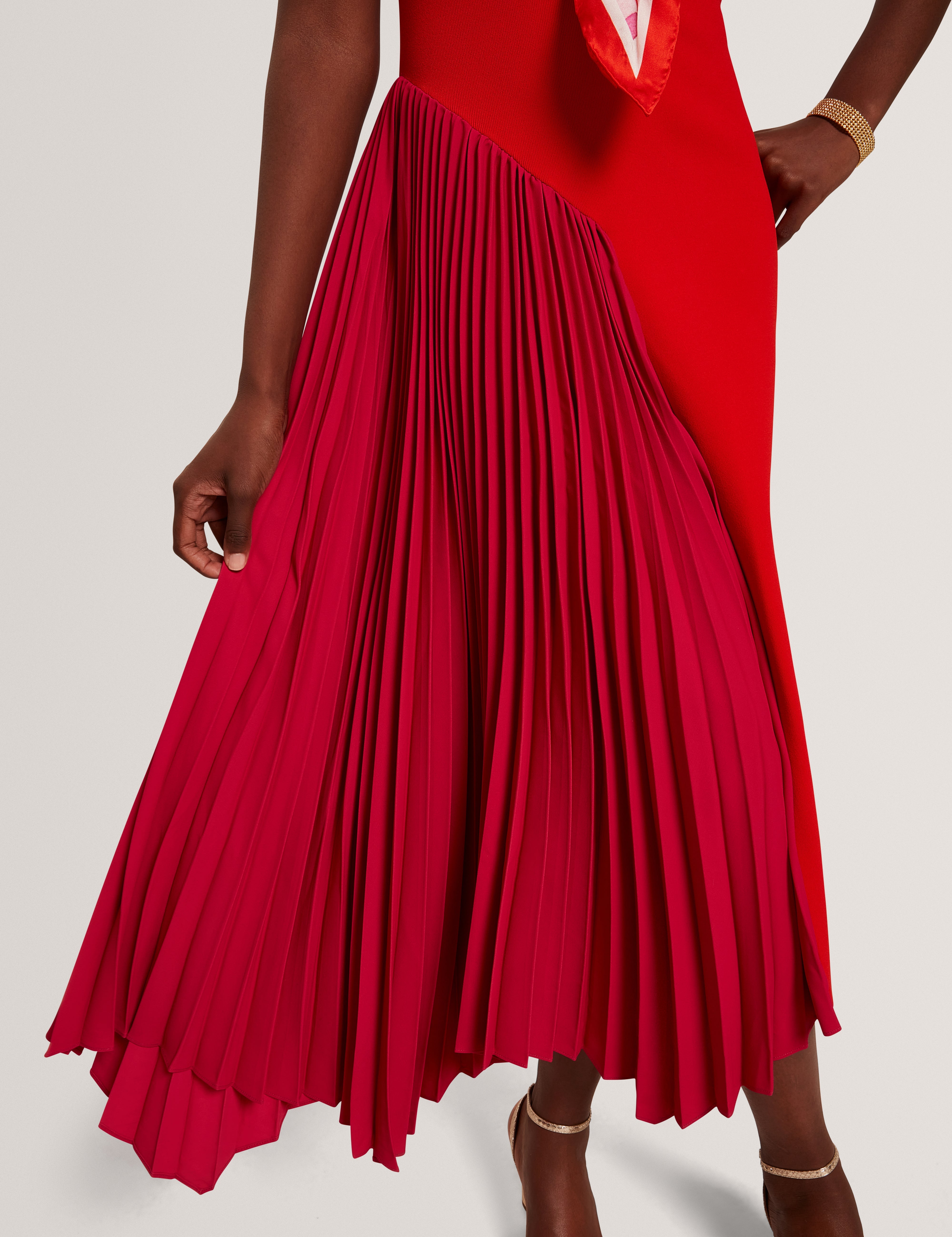 Zeera Sleeveless Knit Dress With Contrast Red