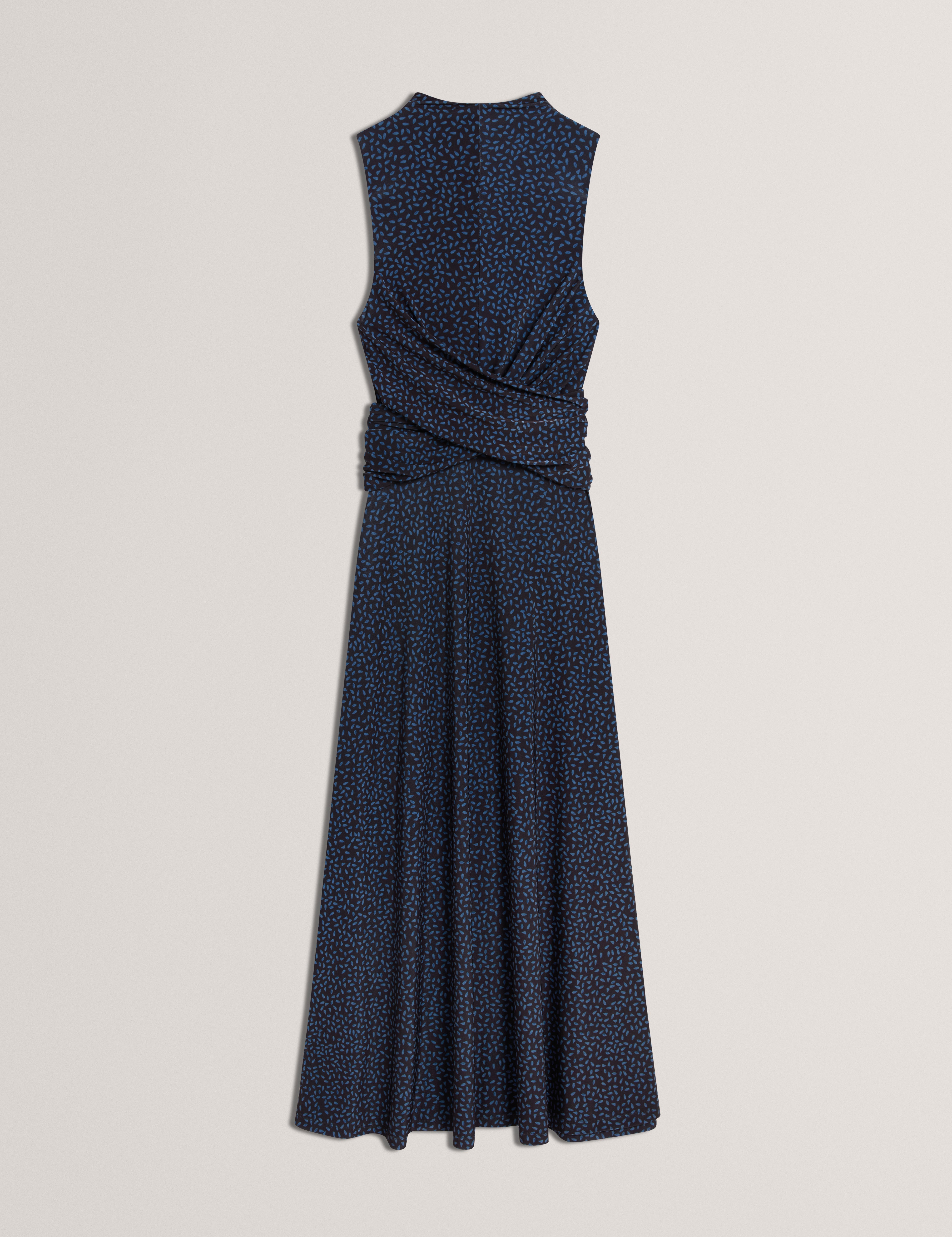 Inisha Printed Sleeveless Midi Dress Black