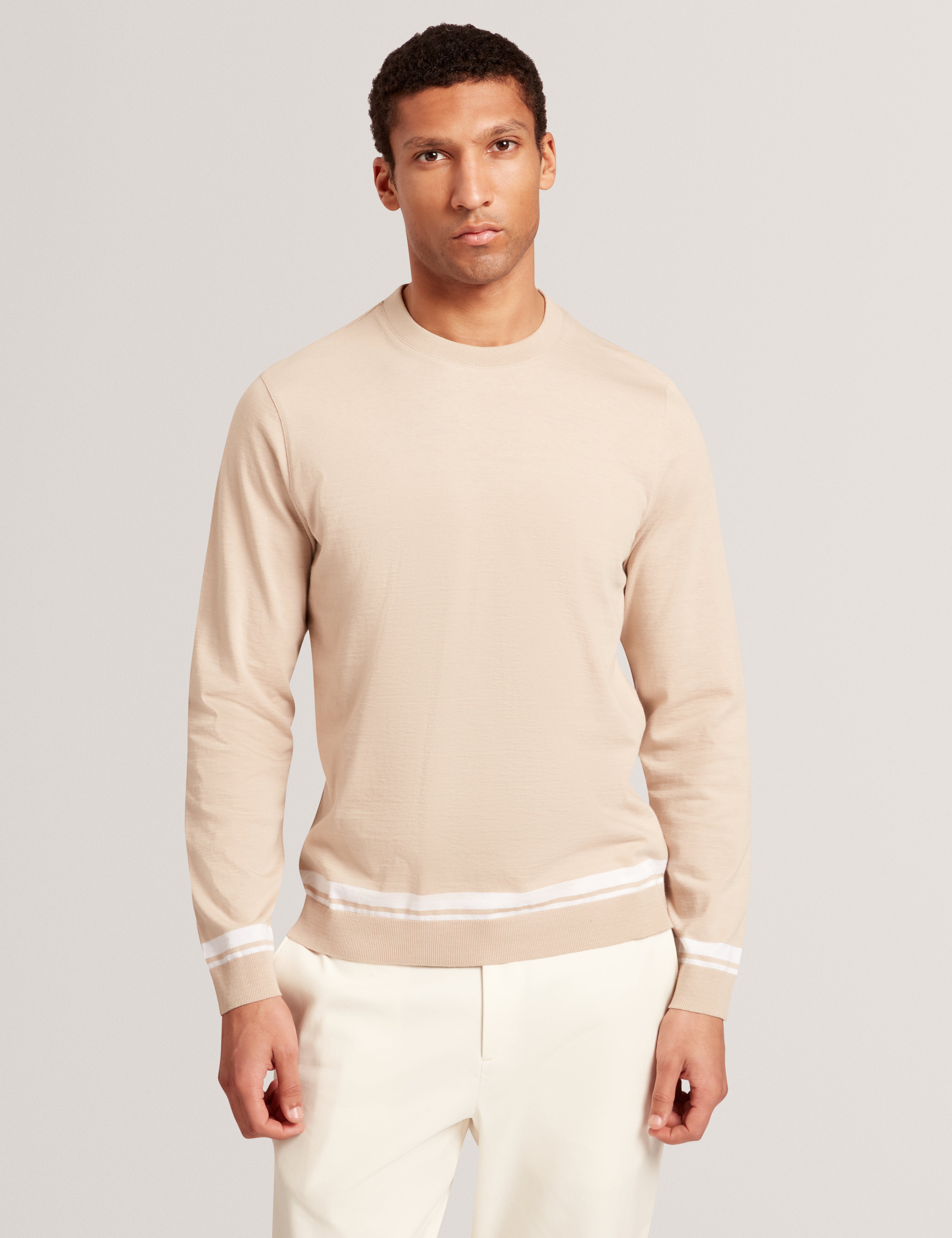 Friso Long Sleeve Ribstart Crew Neck Jumper Taupe