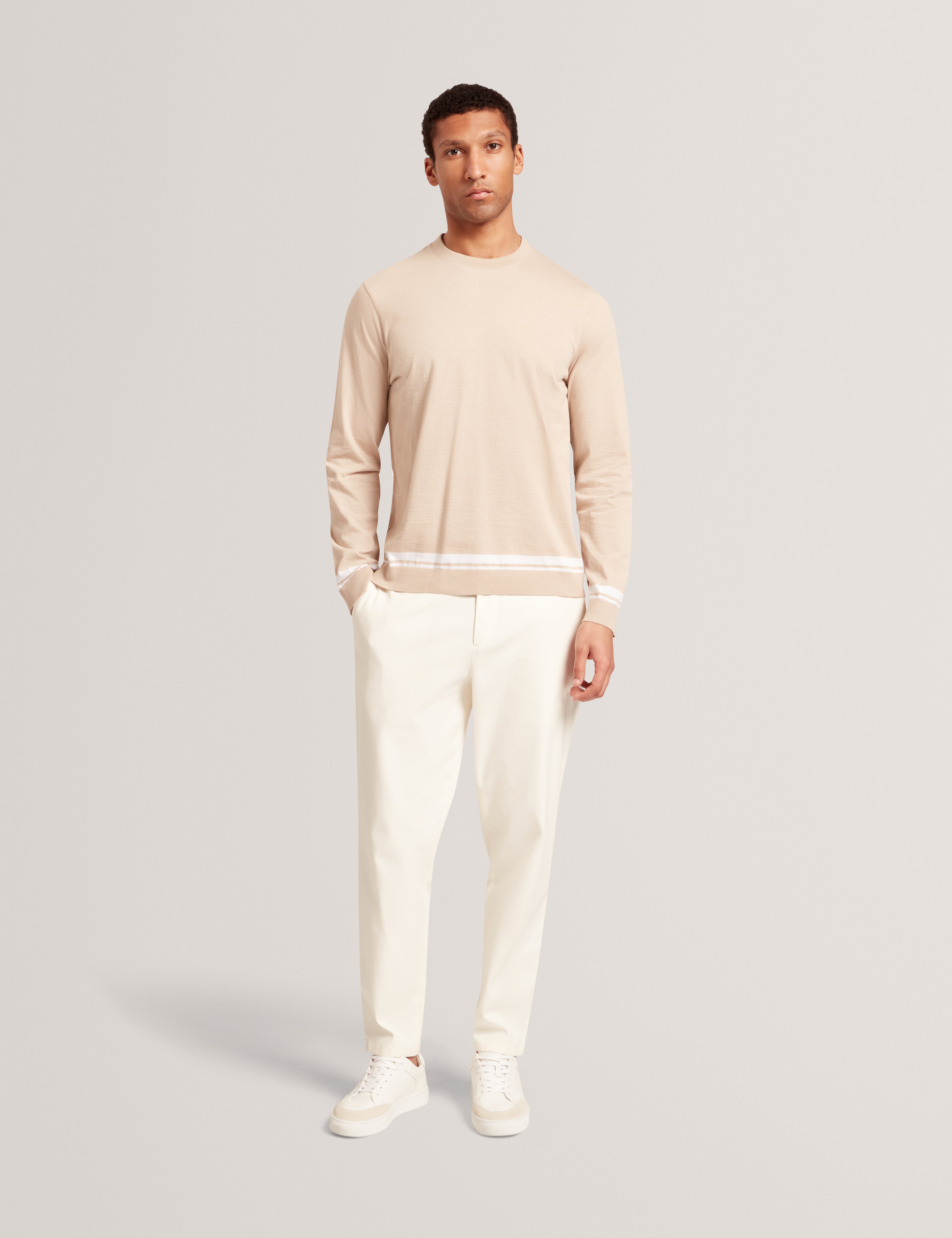 Friso Long Sleeve Ribstart Crew Neck Jumper Taupe
