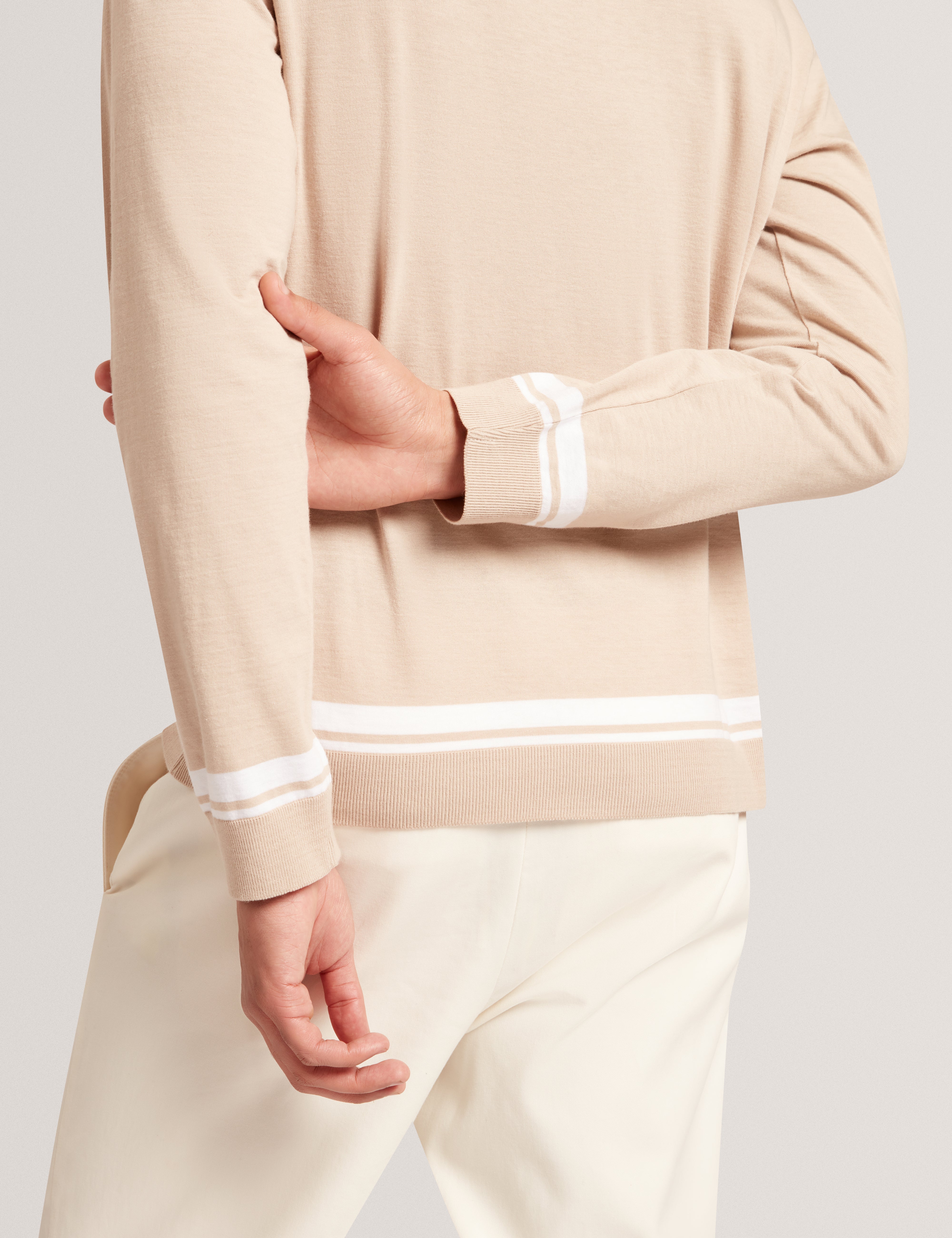 Friso Long Sleeve Ribstart Crew Neck Jumper Taupe