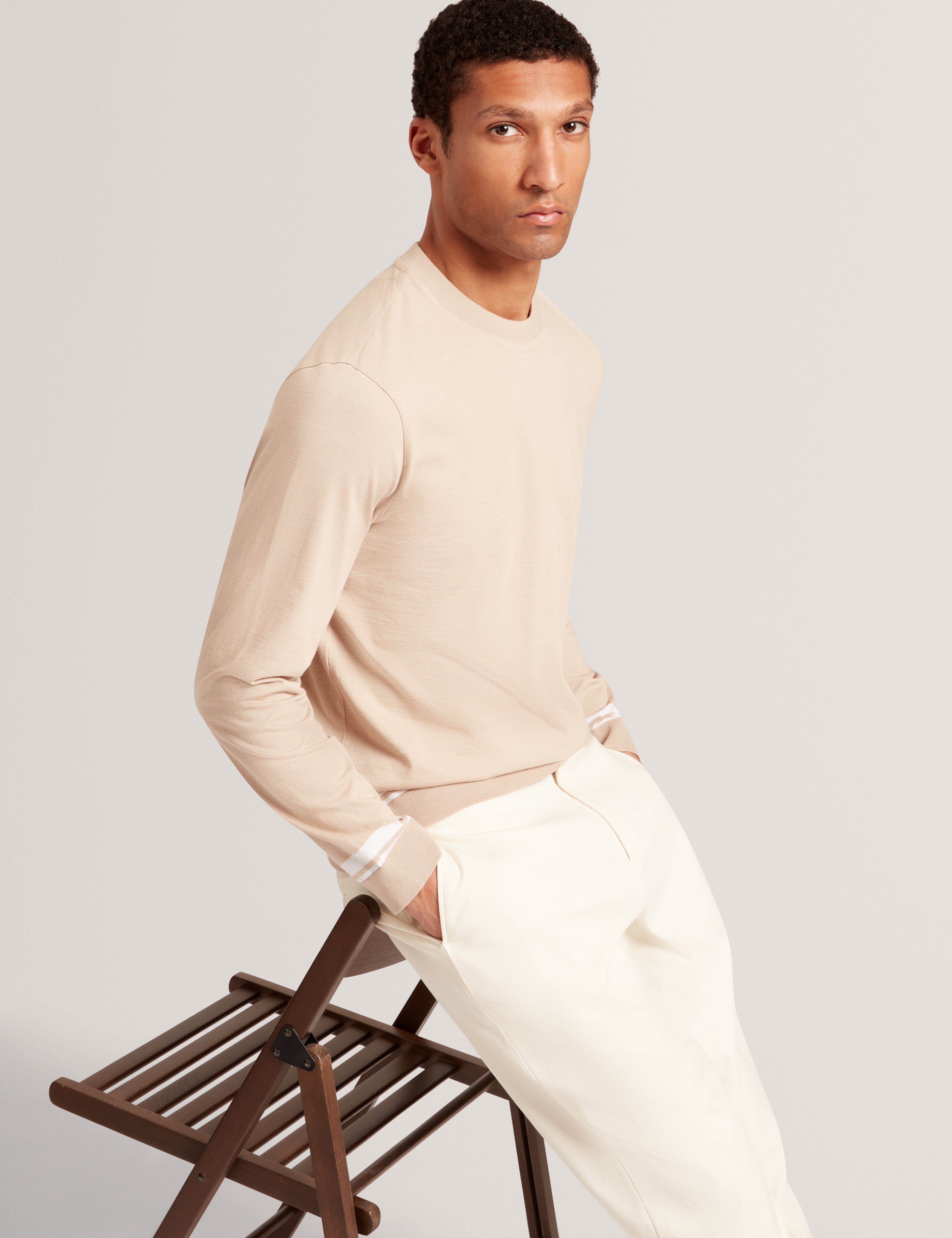 Friso Long Sleeve Ribstart Crew Neck Jumper Taupe