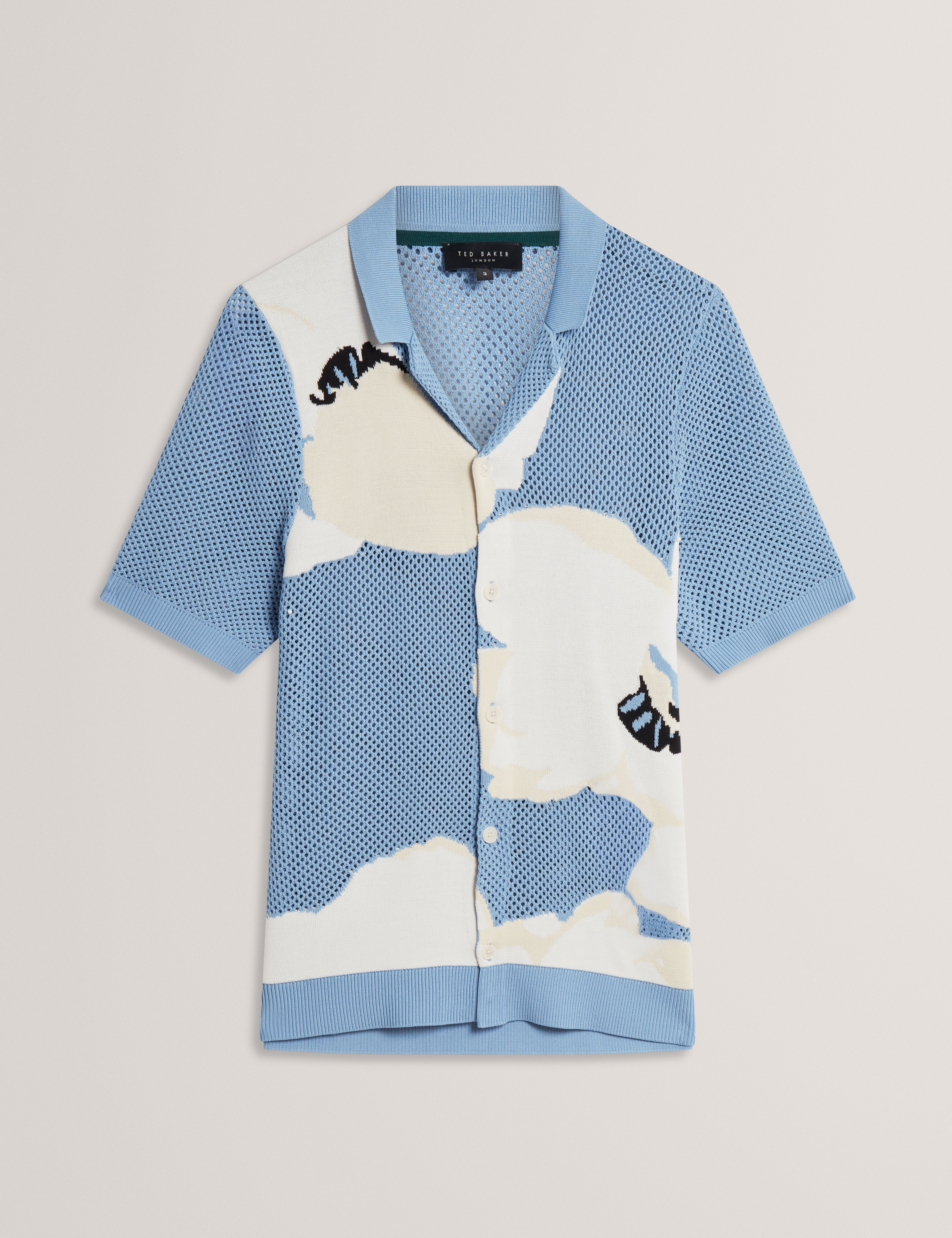 Gillspi Short Sleeve Oversized Jacquard Knit Floral Lt-Blue