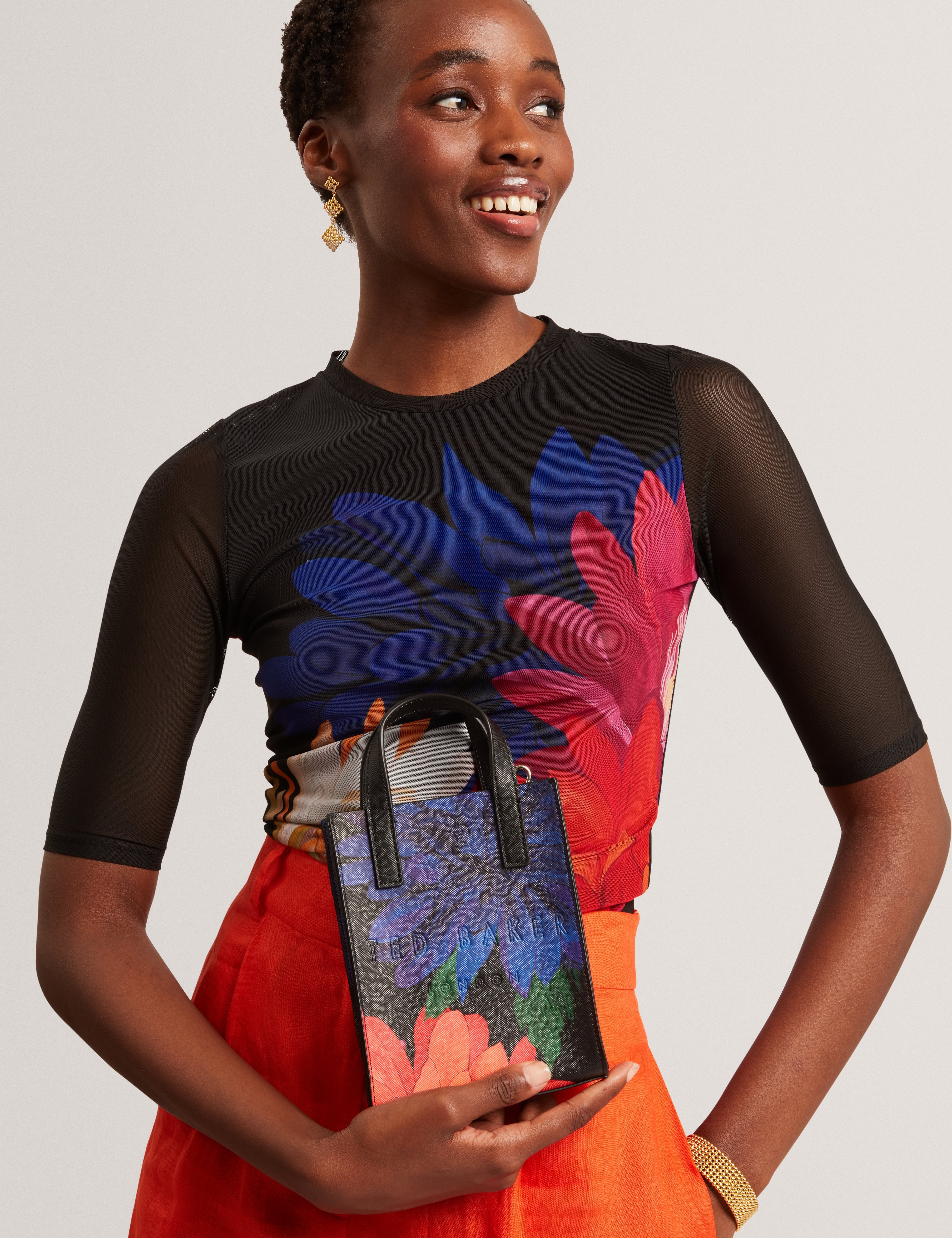 Amardas Printed Dahlia Mini Icon Bag Black