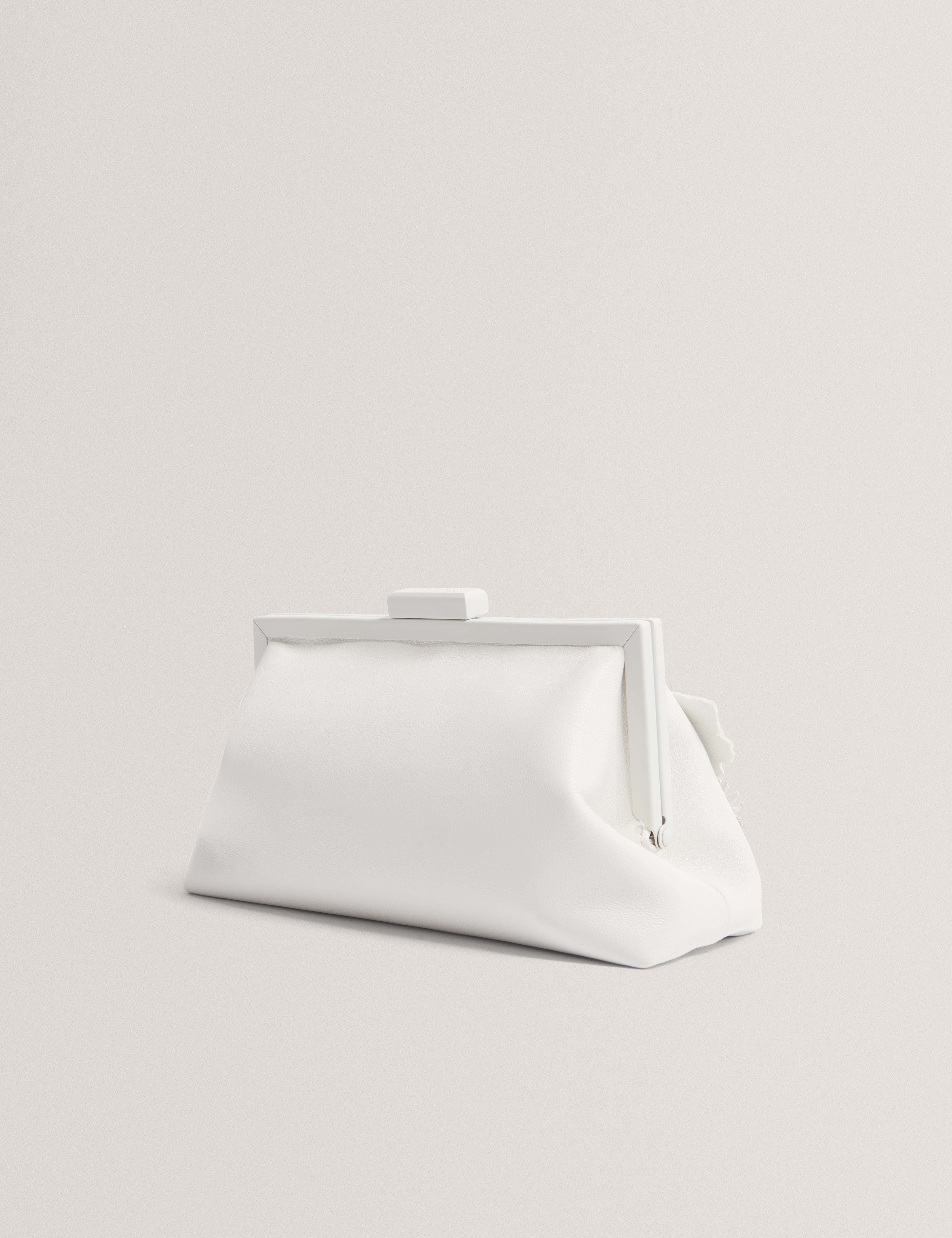 Fiorell Flower 3D Applique Clutch Bag White