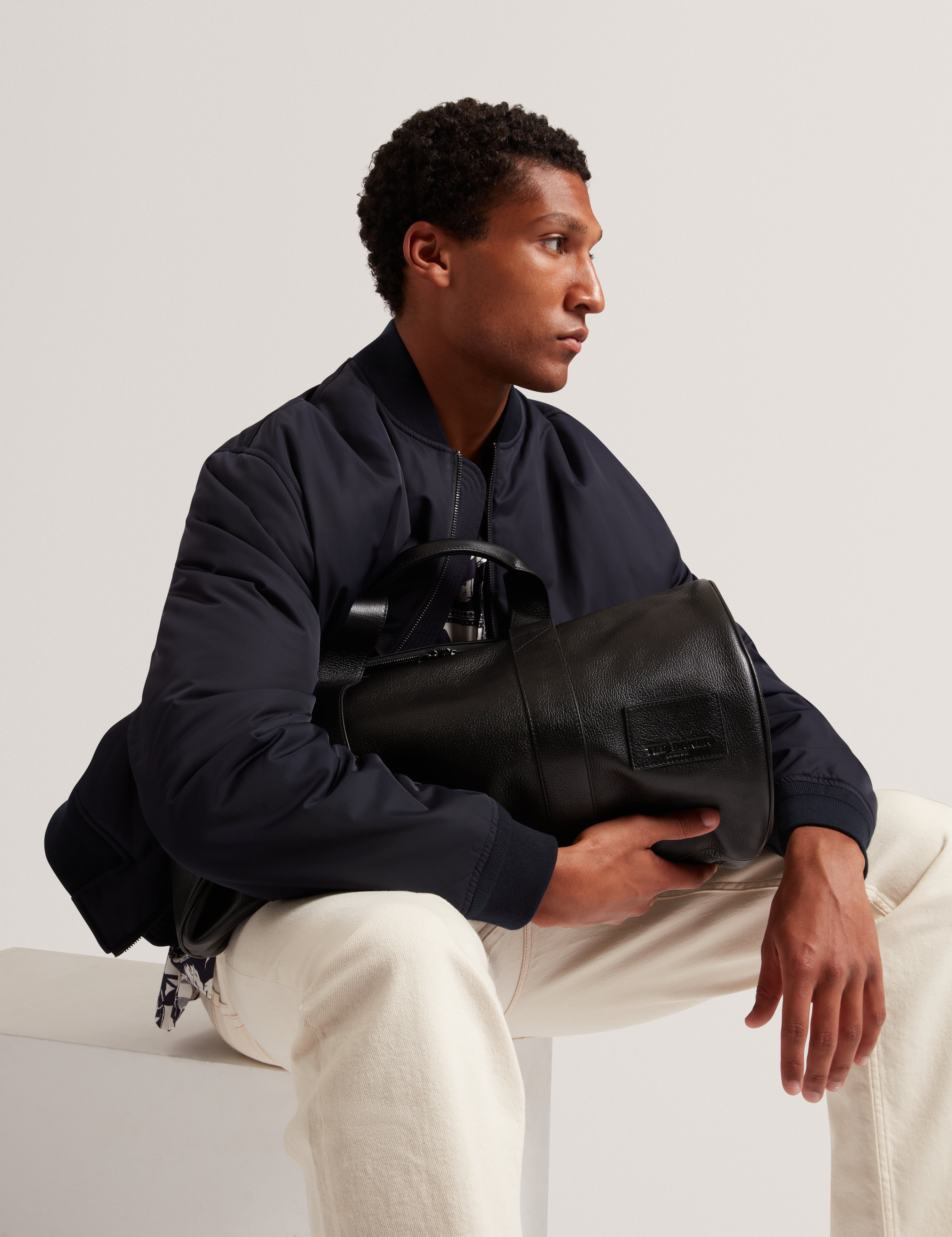 Grantis Large Leather Duffle Bag Black