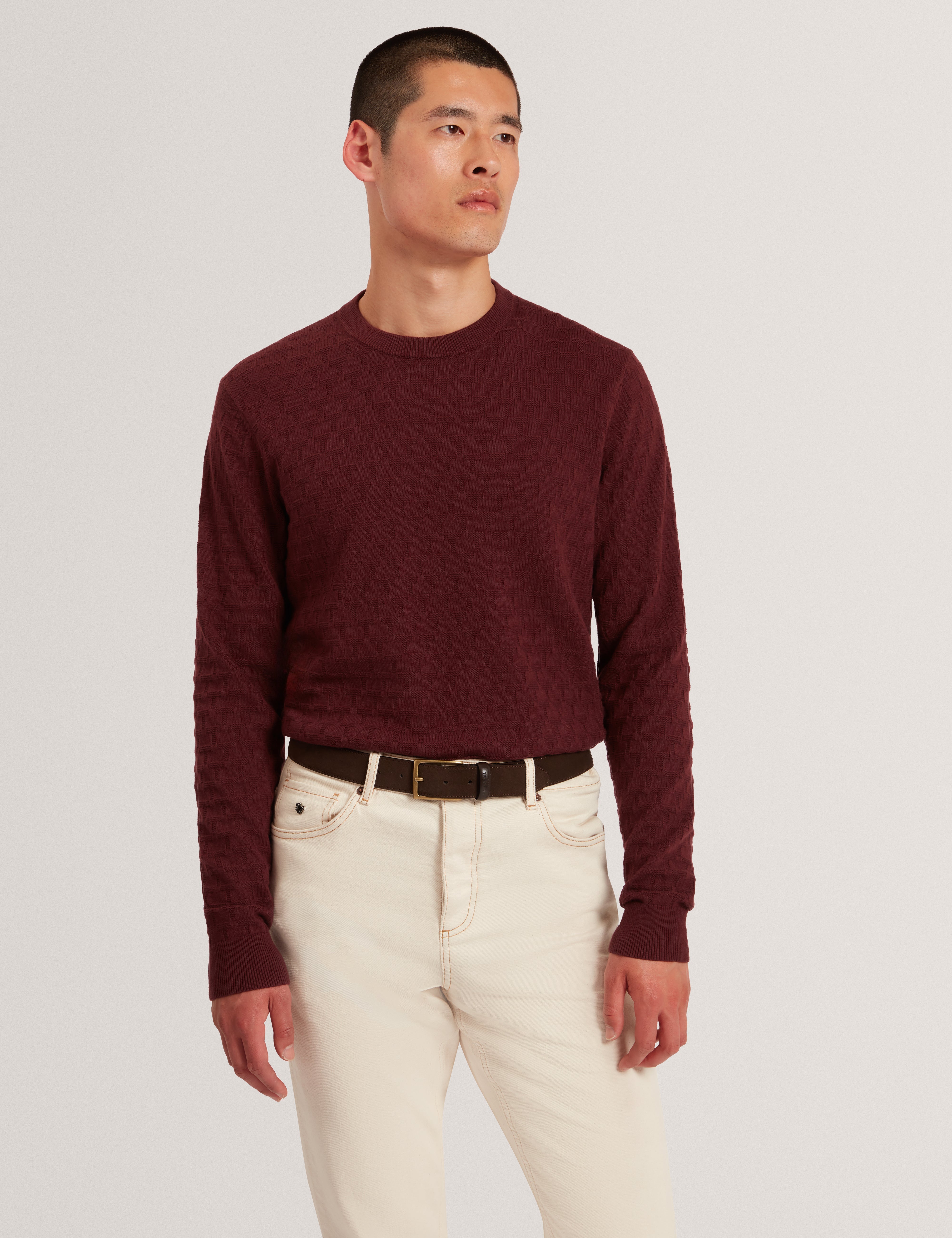 Sainsy T Stitch Crew Neck Maroon