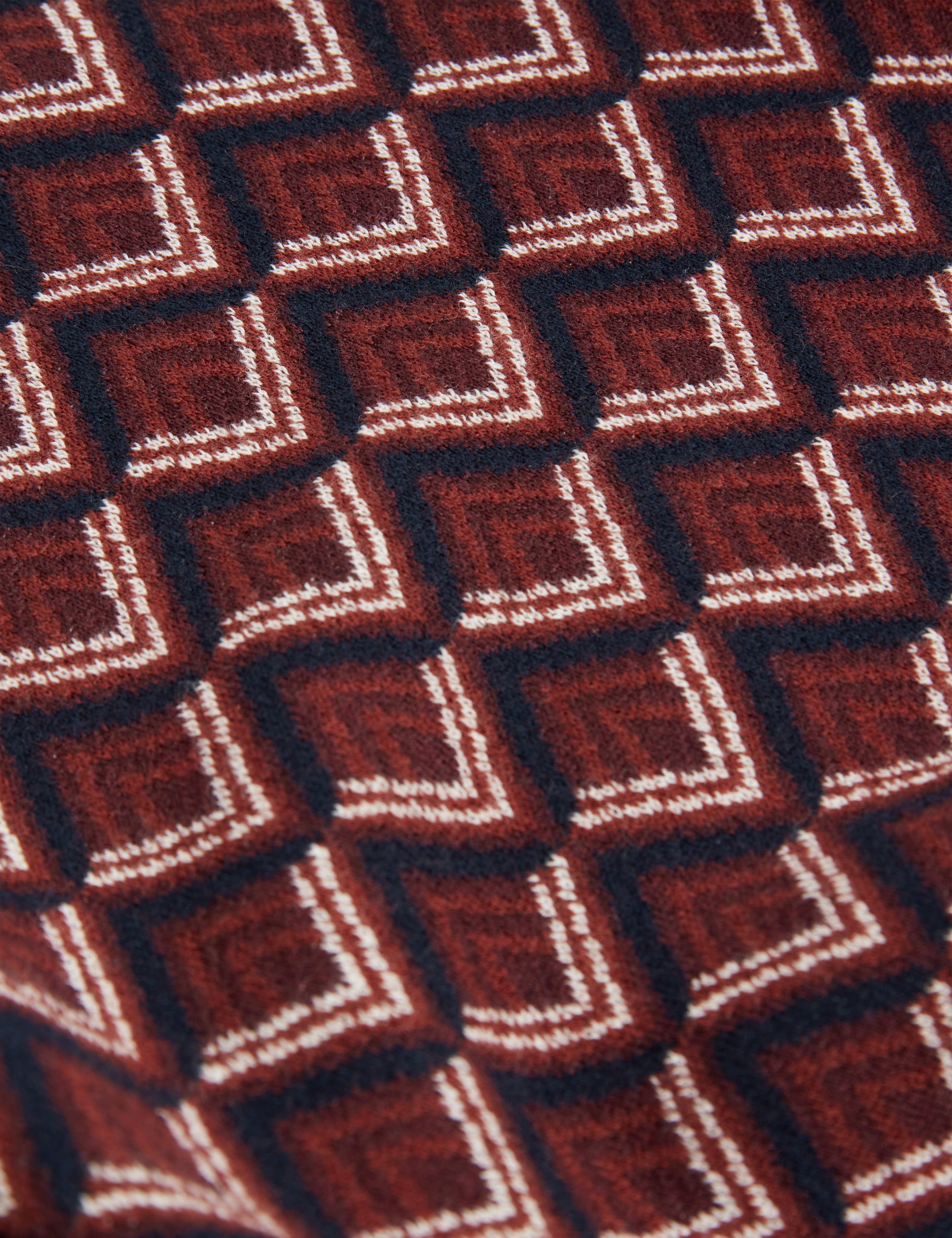 Melvvin Ss Geo Jacquard Knit Polo Maroon