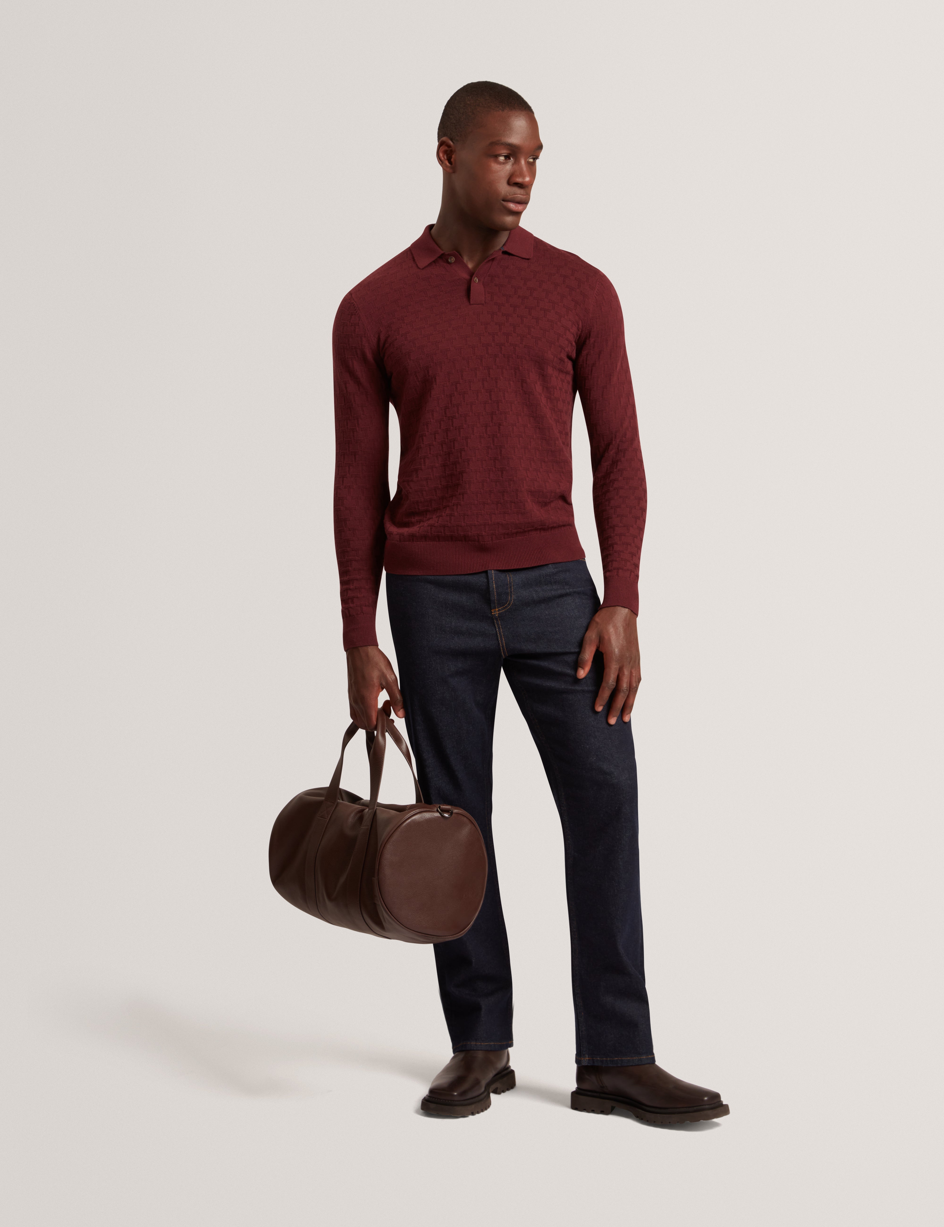 Gaten Ls T Stitch Polo Maroon