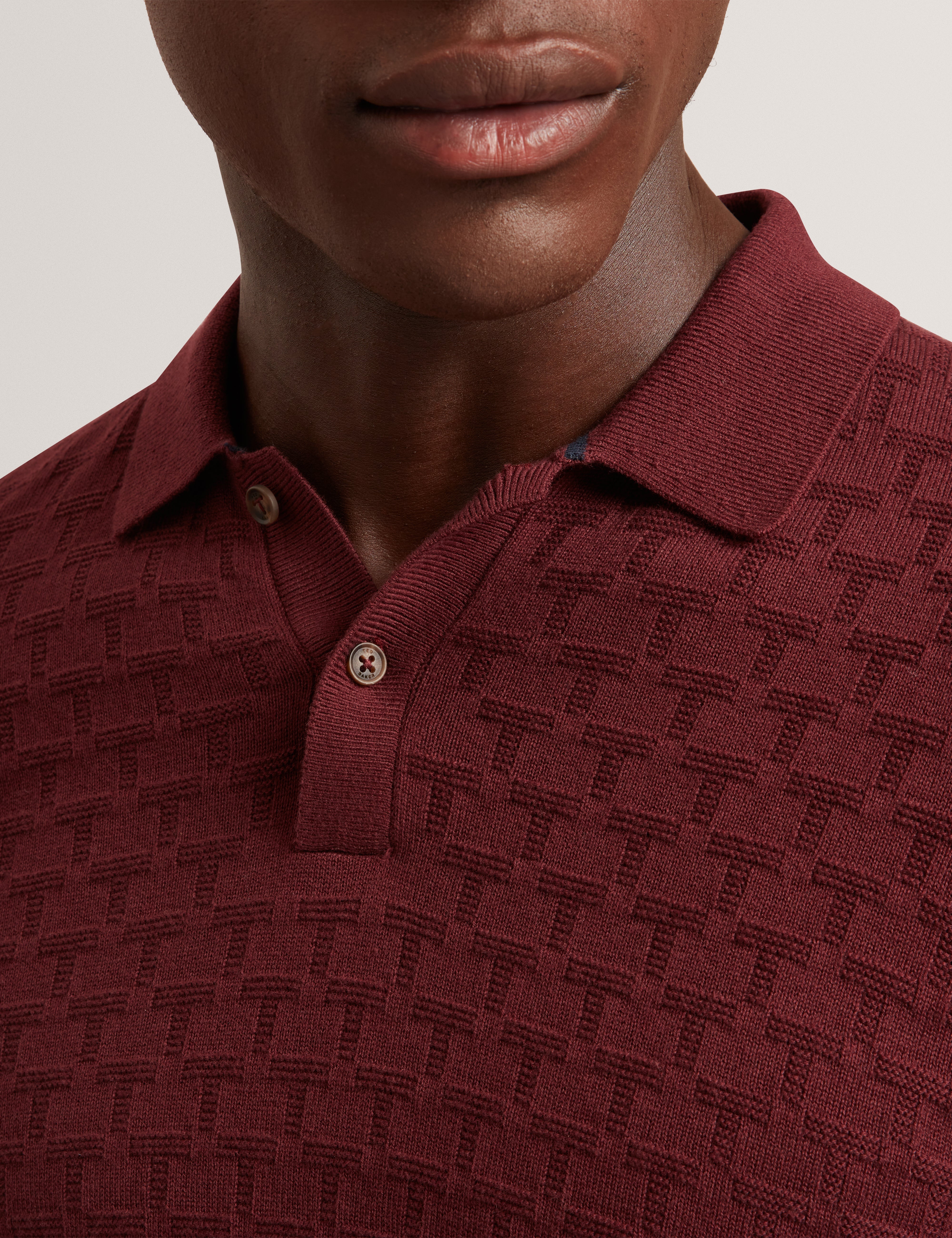 Gaten Ls T Stitch Polo Maroon