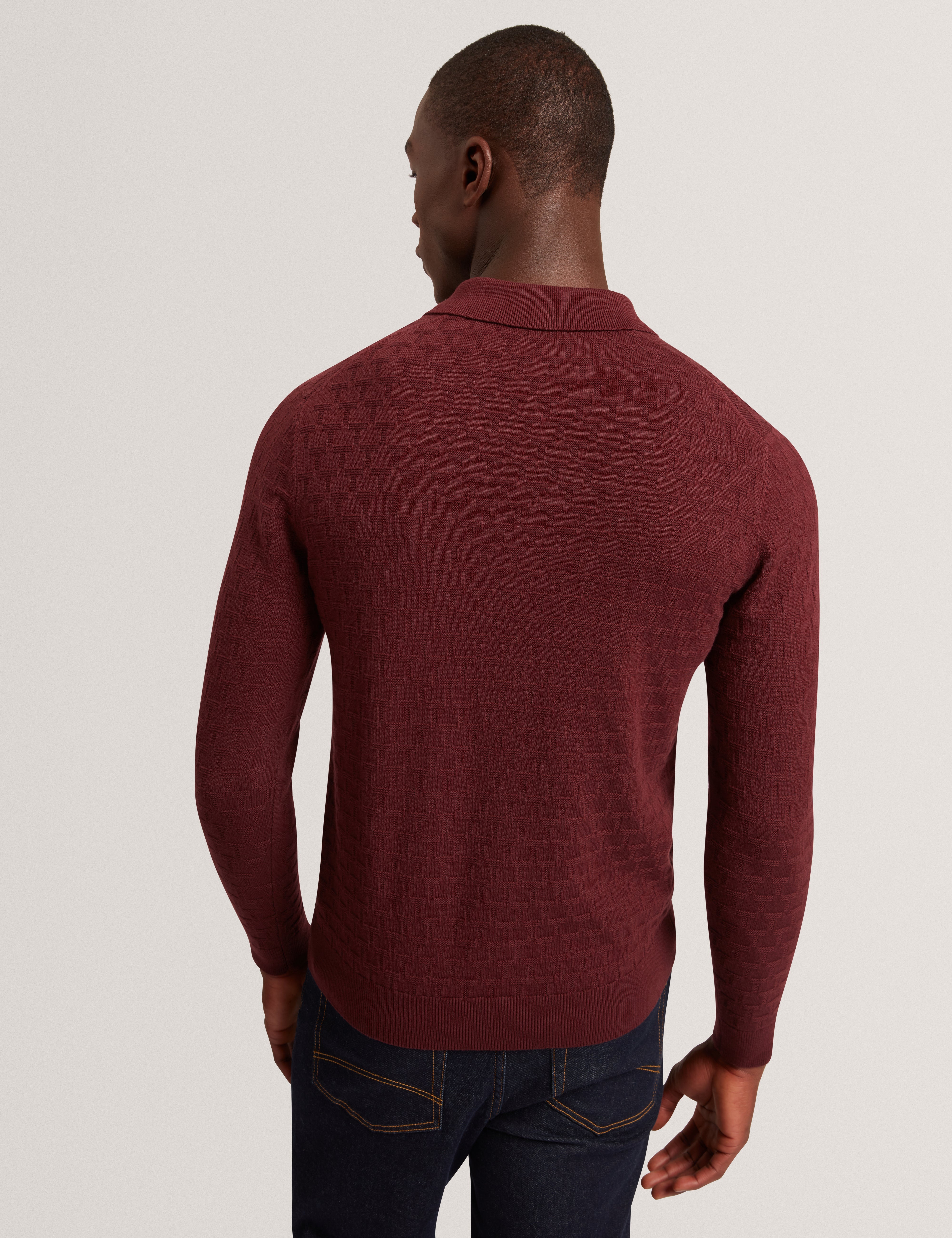 Gaten Ls T Stitch Polo Maroon