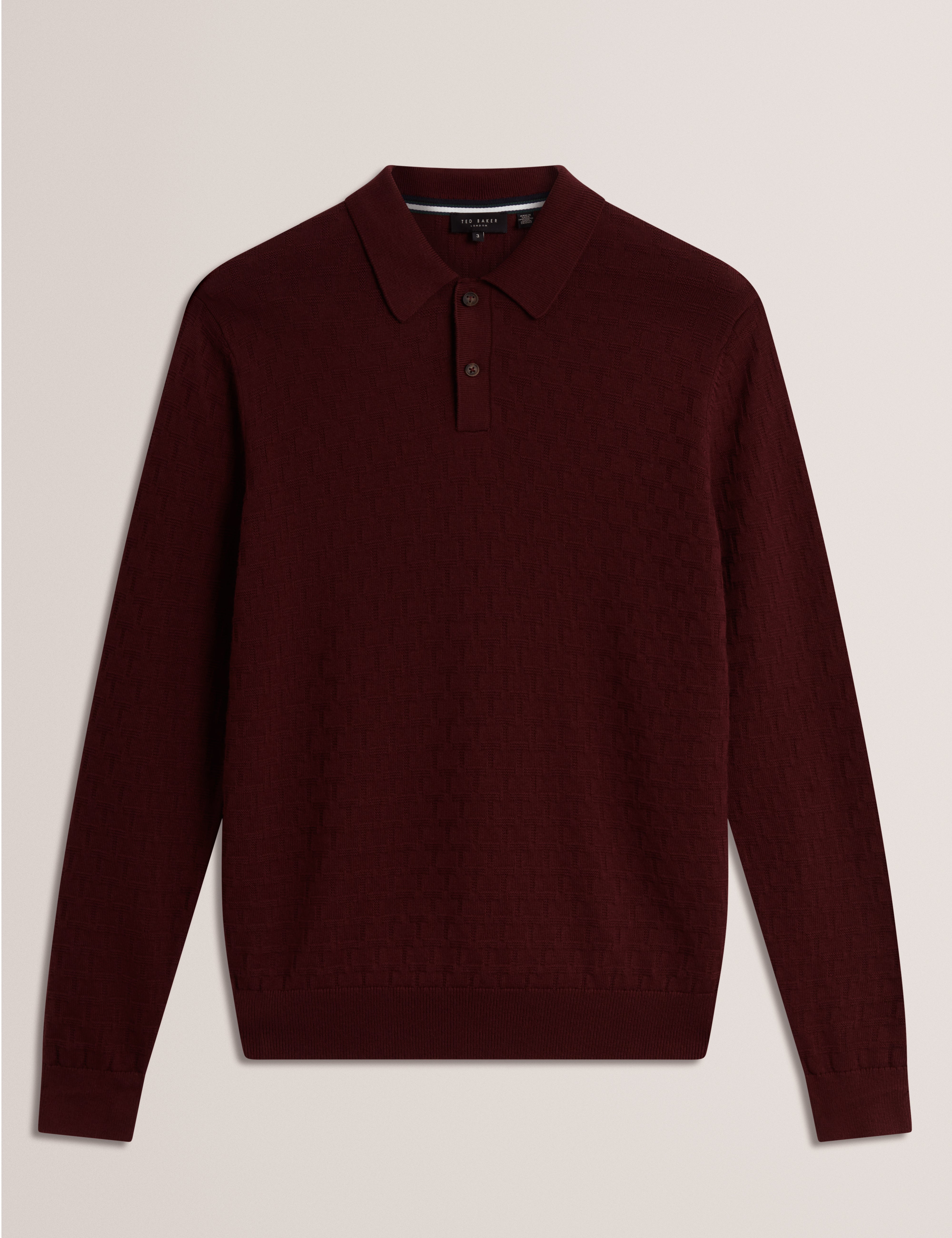 Gaten Ls T Stitch Polo Maroon