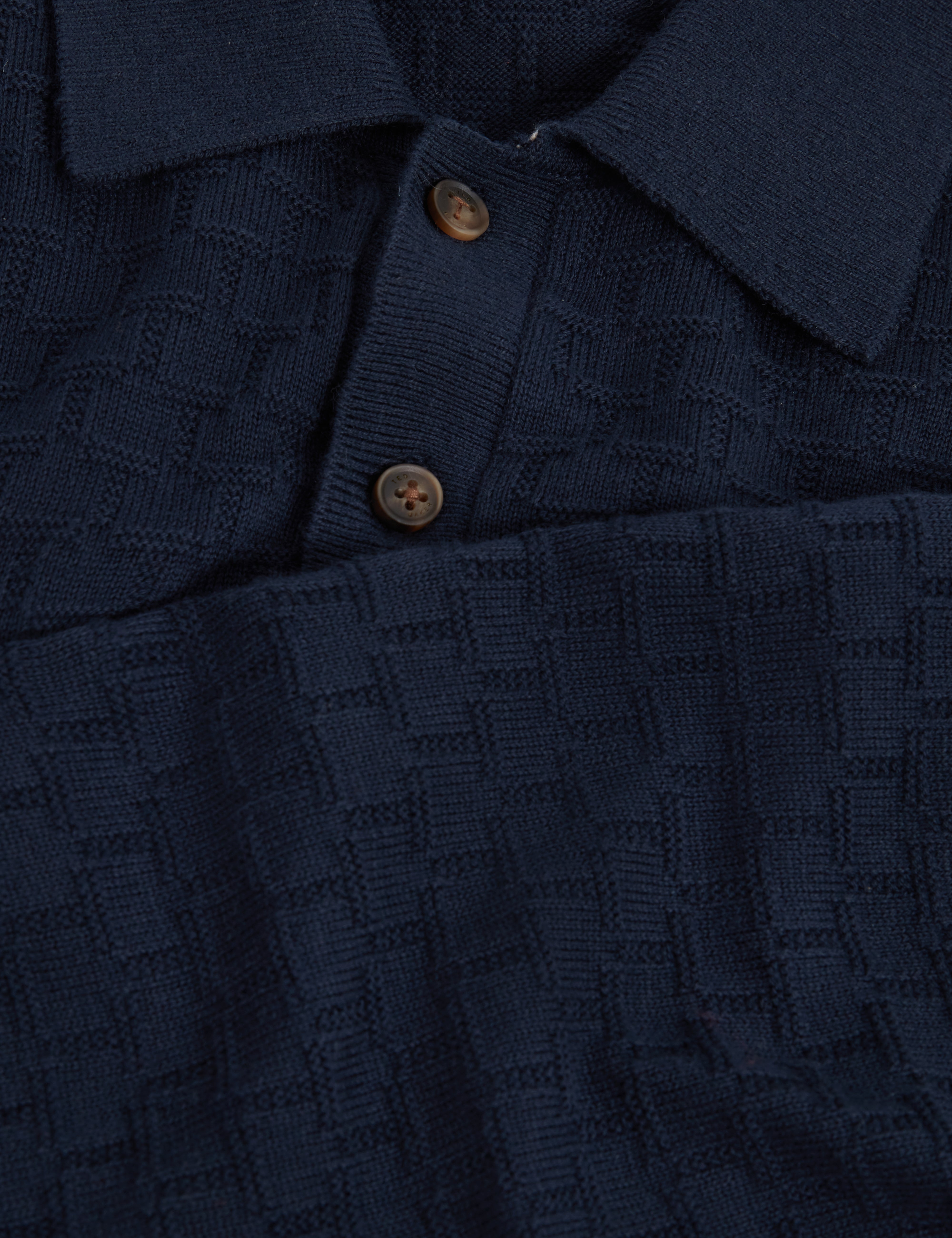 Gaten Long Sleeve T Stitch Polo Navy