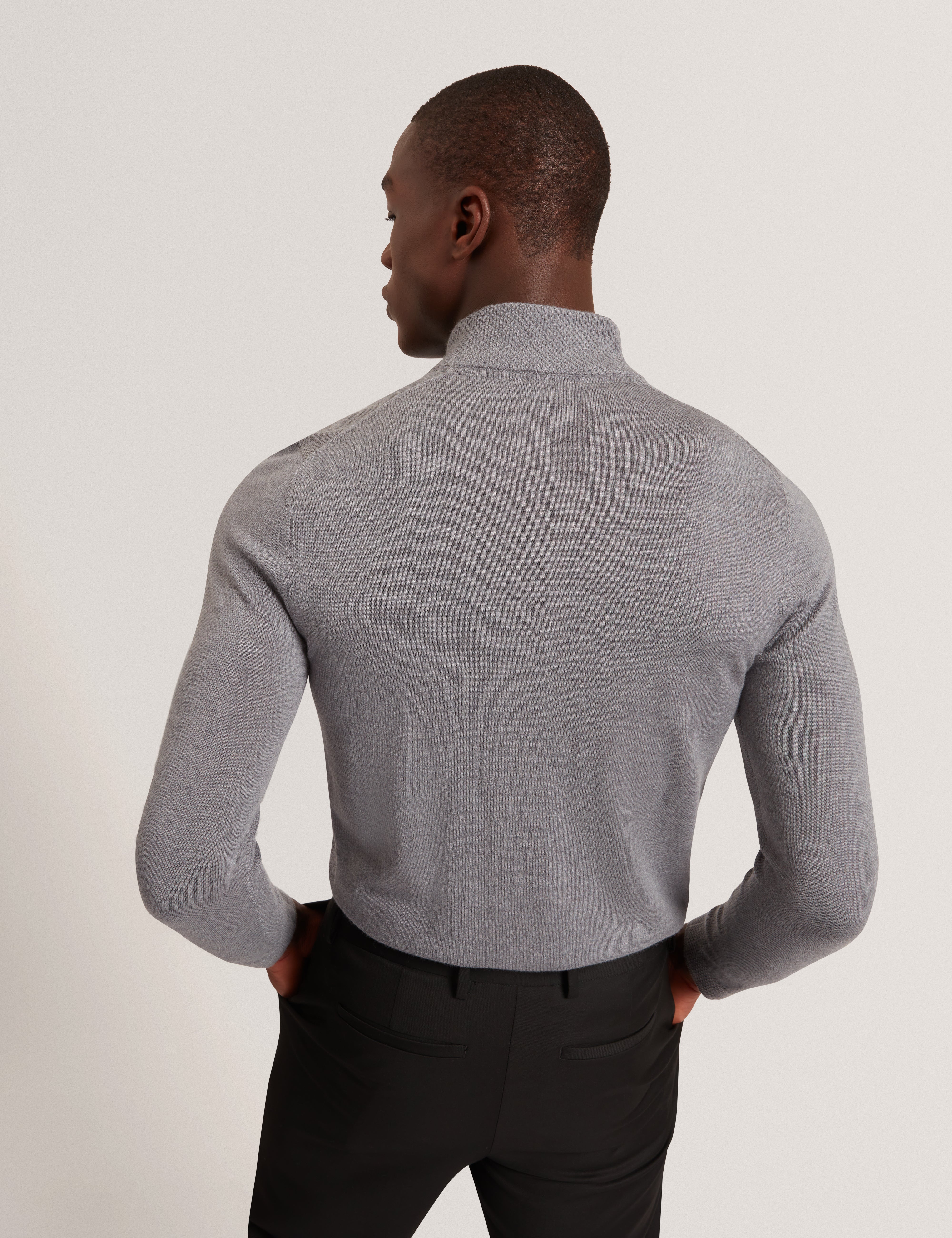 Clouden Branded Merino Half Zip Mid-Grey
