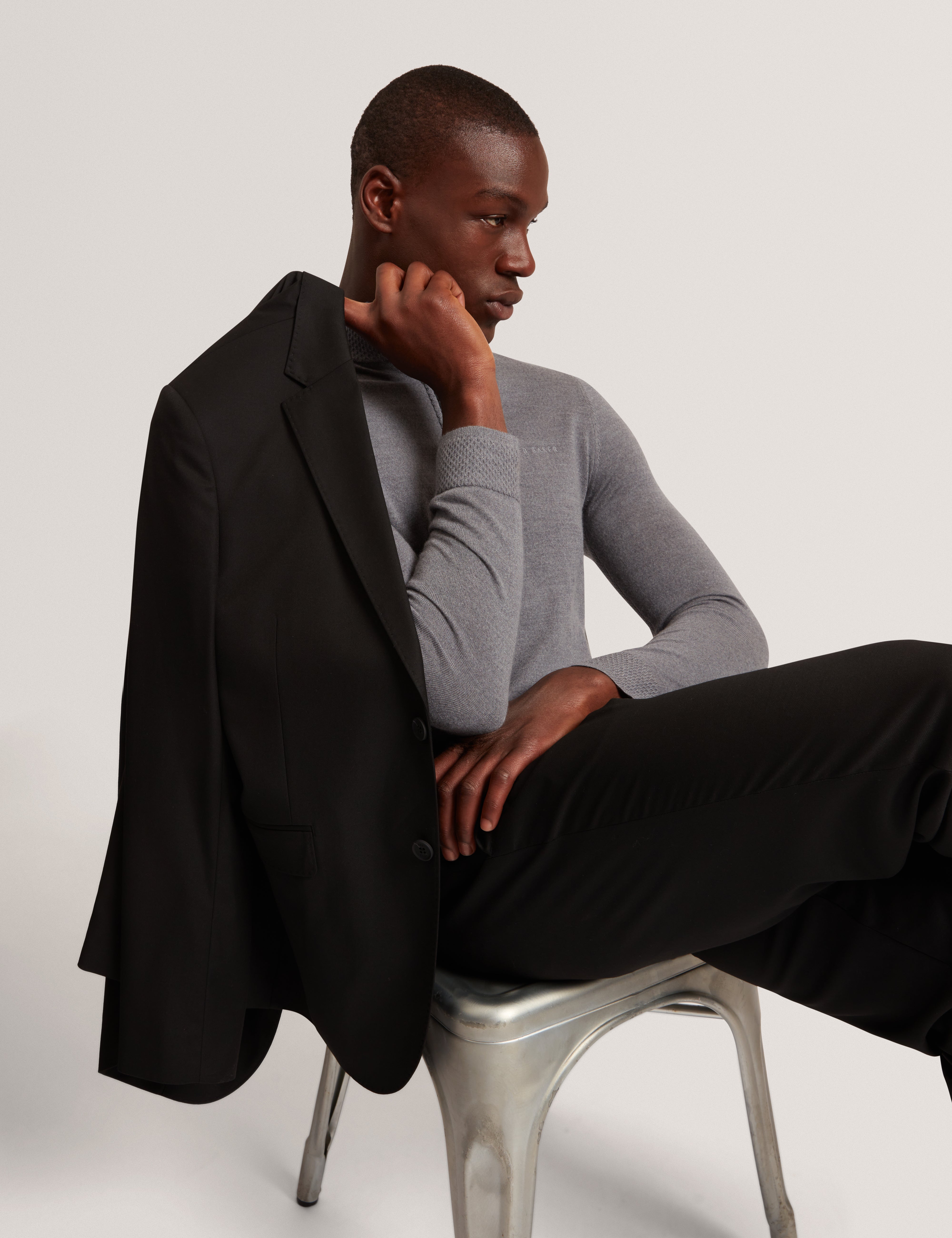 Clouden Branded Merino Half Zip Mid-Grey