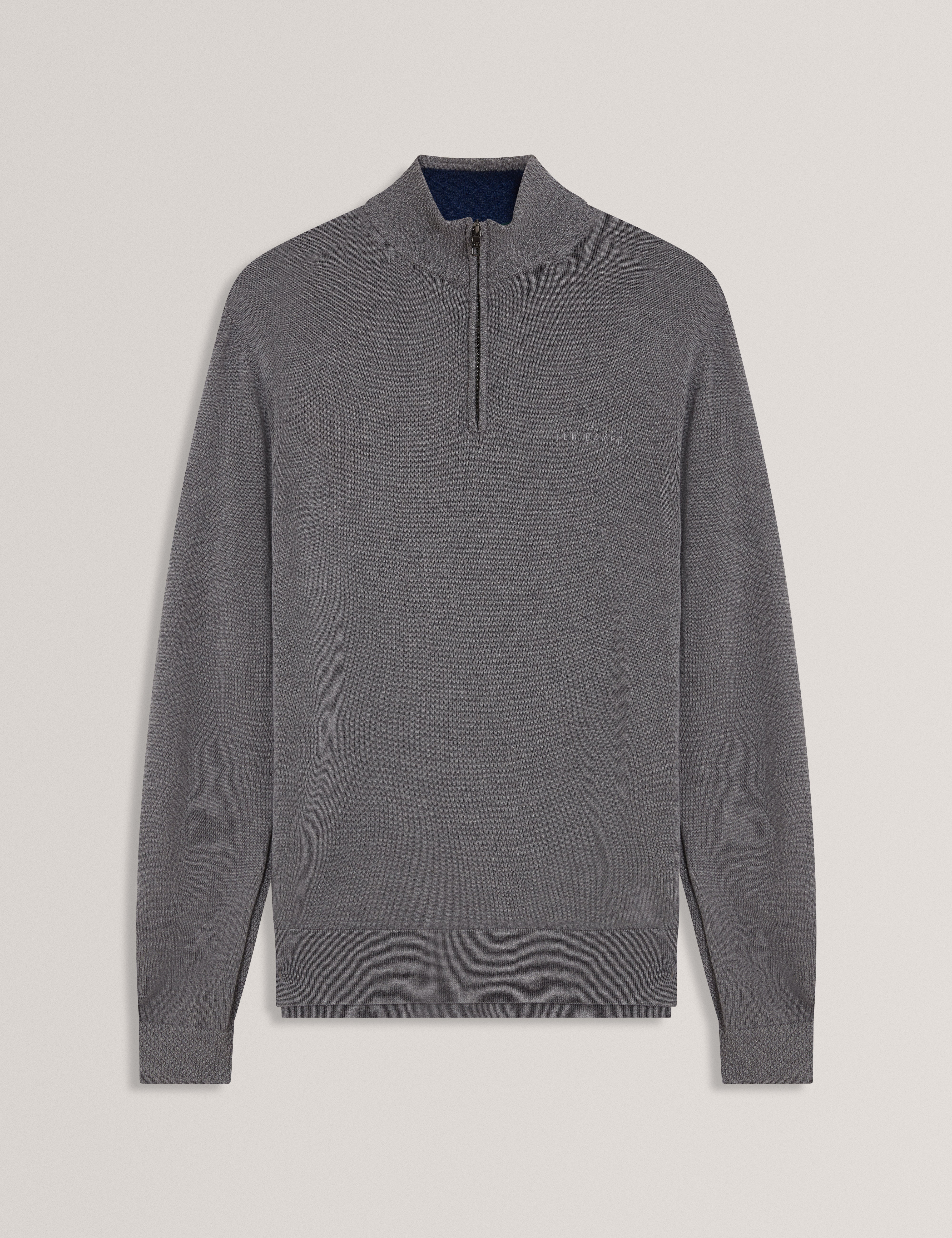 Clouden Branded Merino Half Zip Mid-Grey