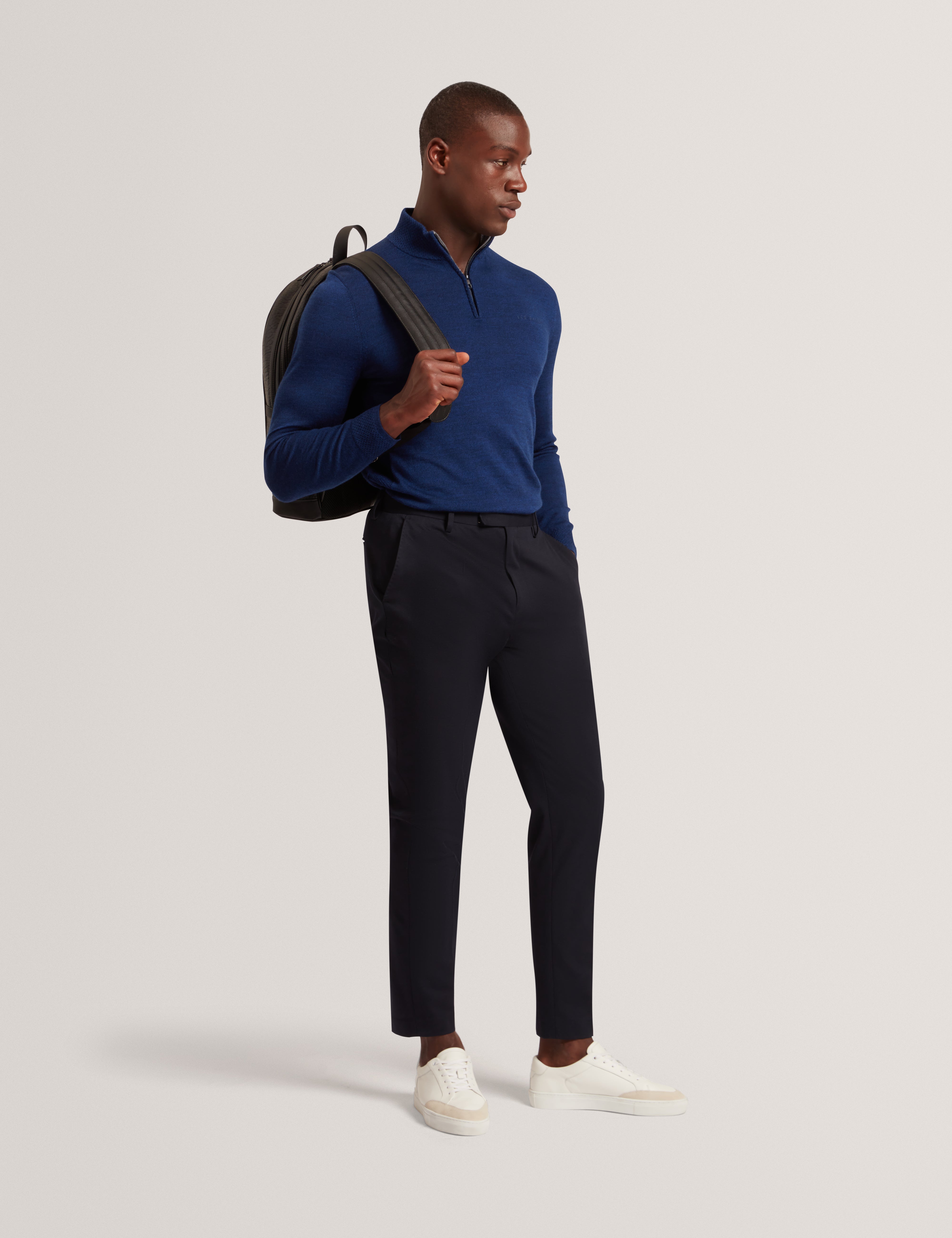 Clouden Branded Merino Half Zip Navy
