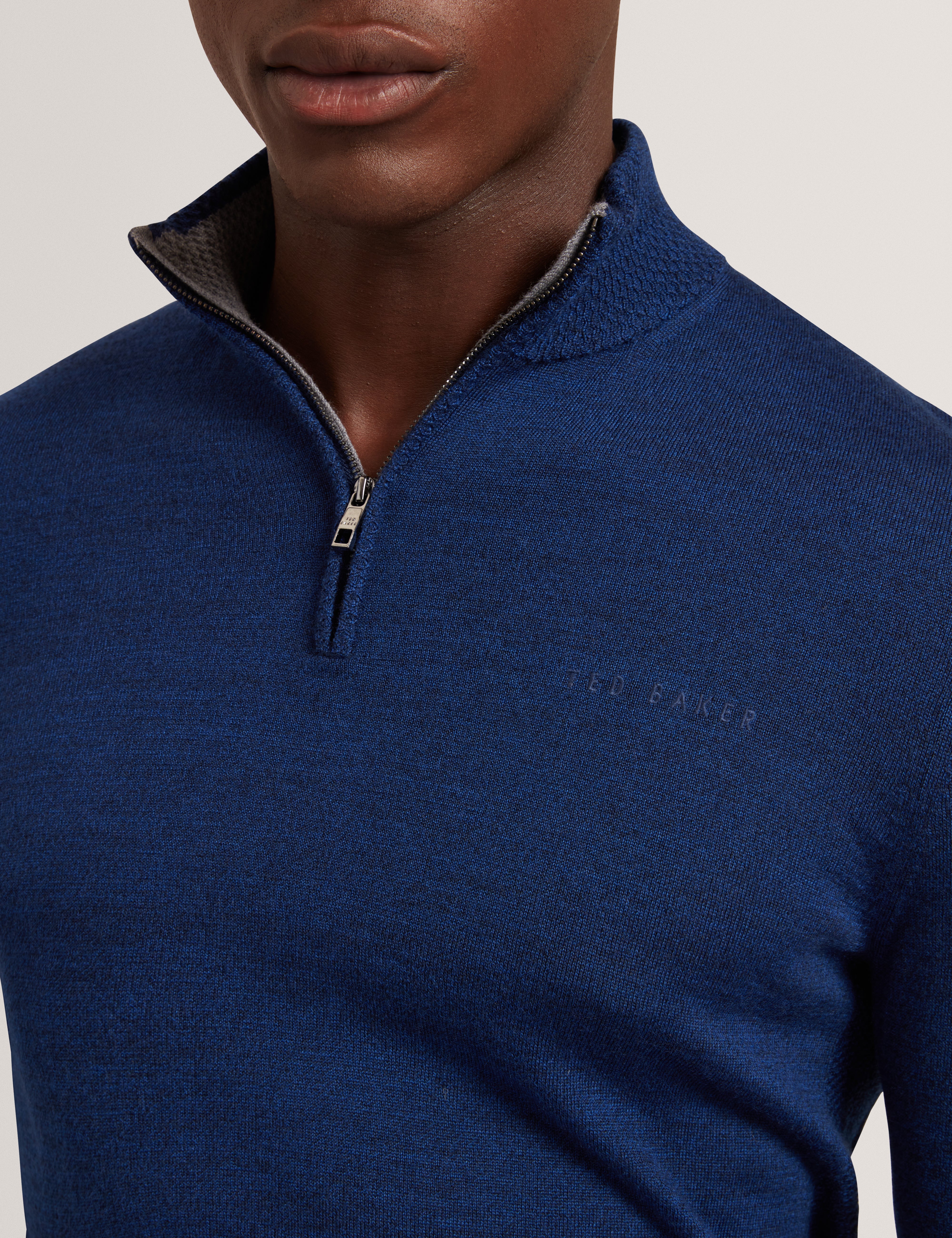 Clouden Branded Merino Half Zip Navy