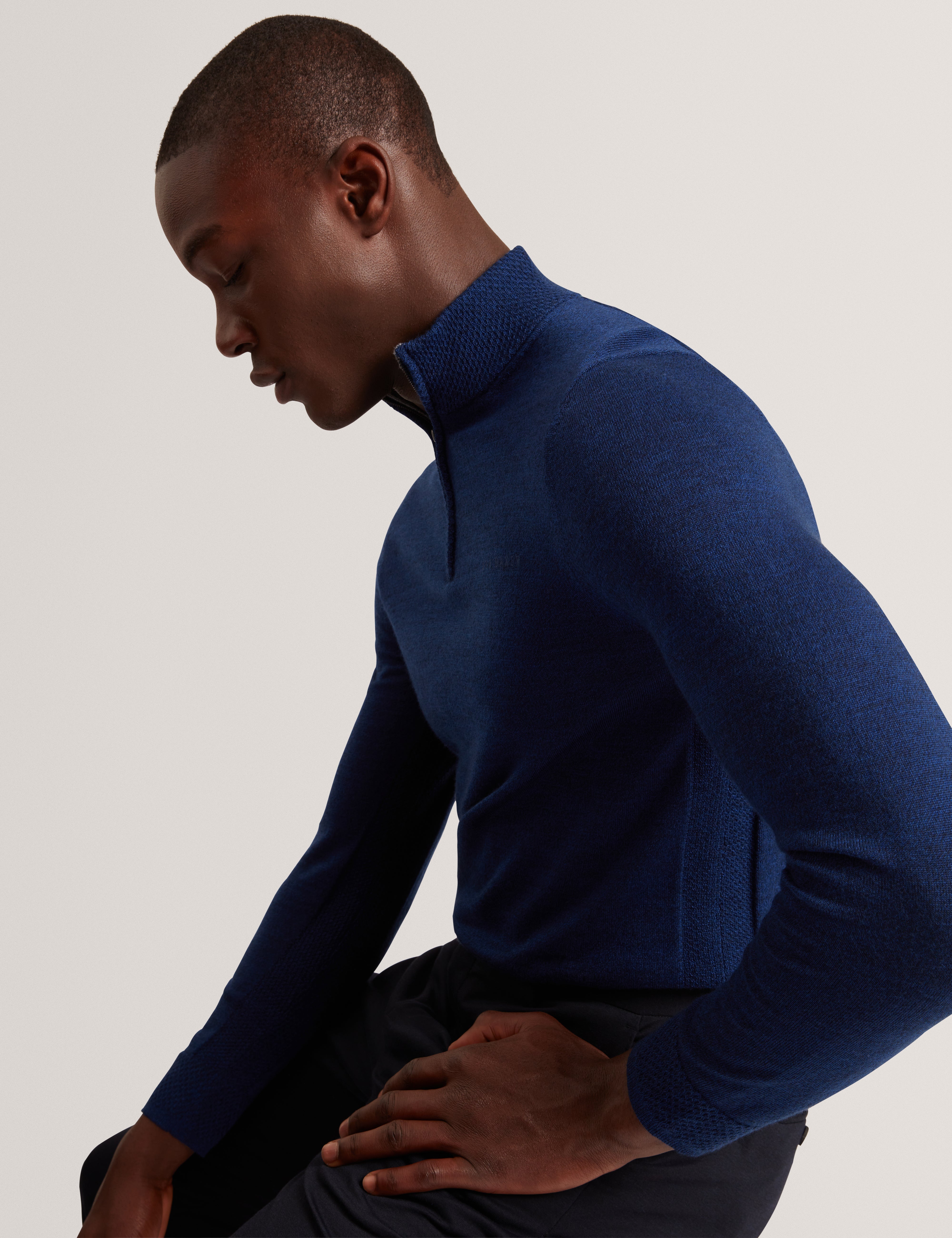 Clouden Branded Merino Half Zip Navy