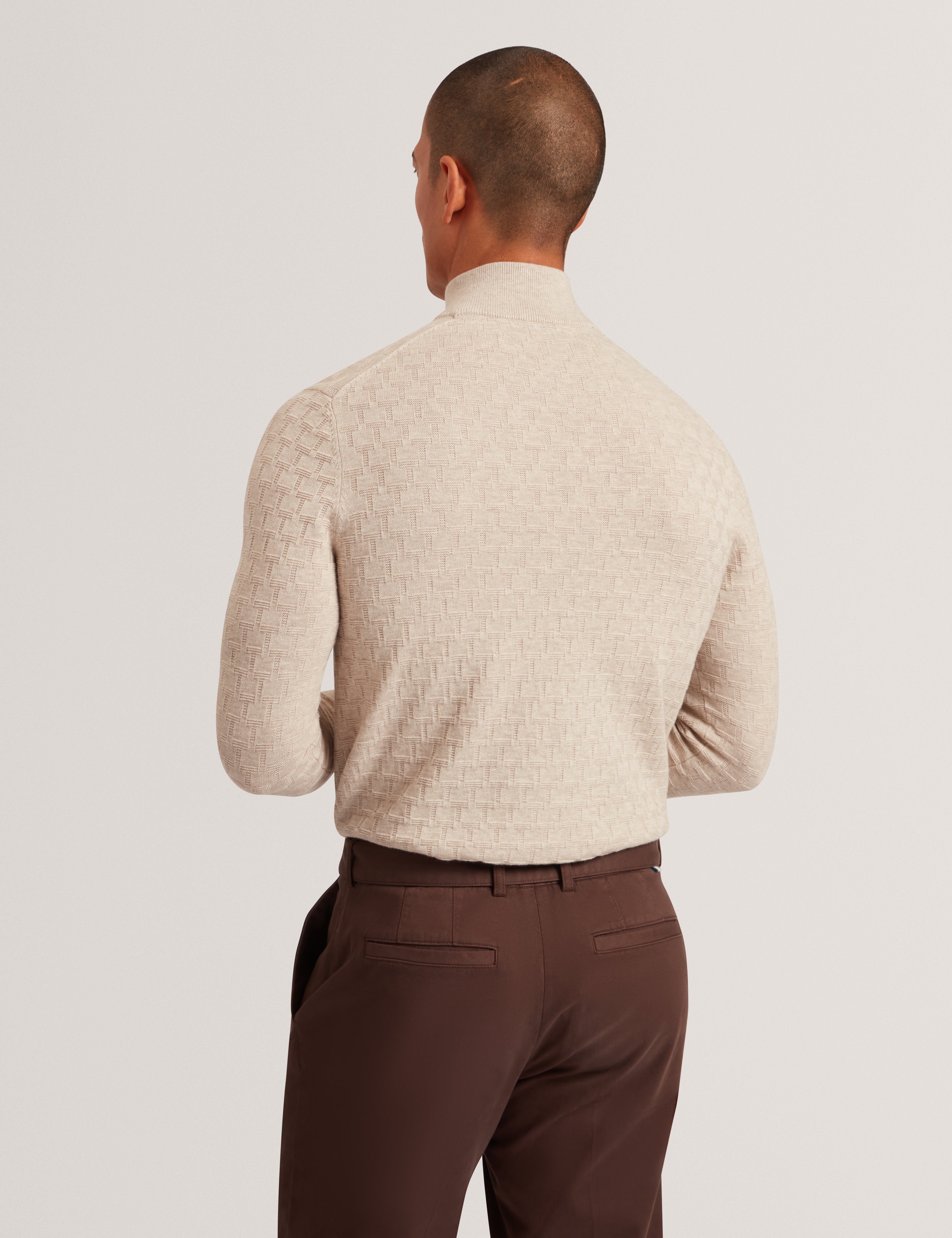 Jeremee T Stitch Half Zip Natural