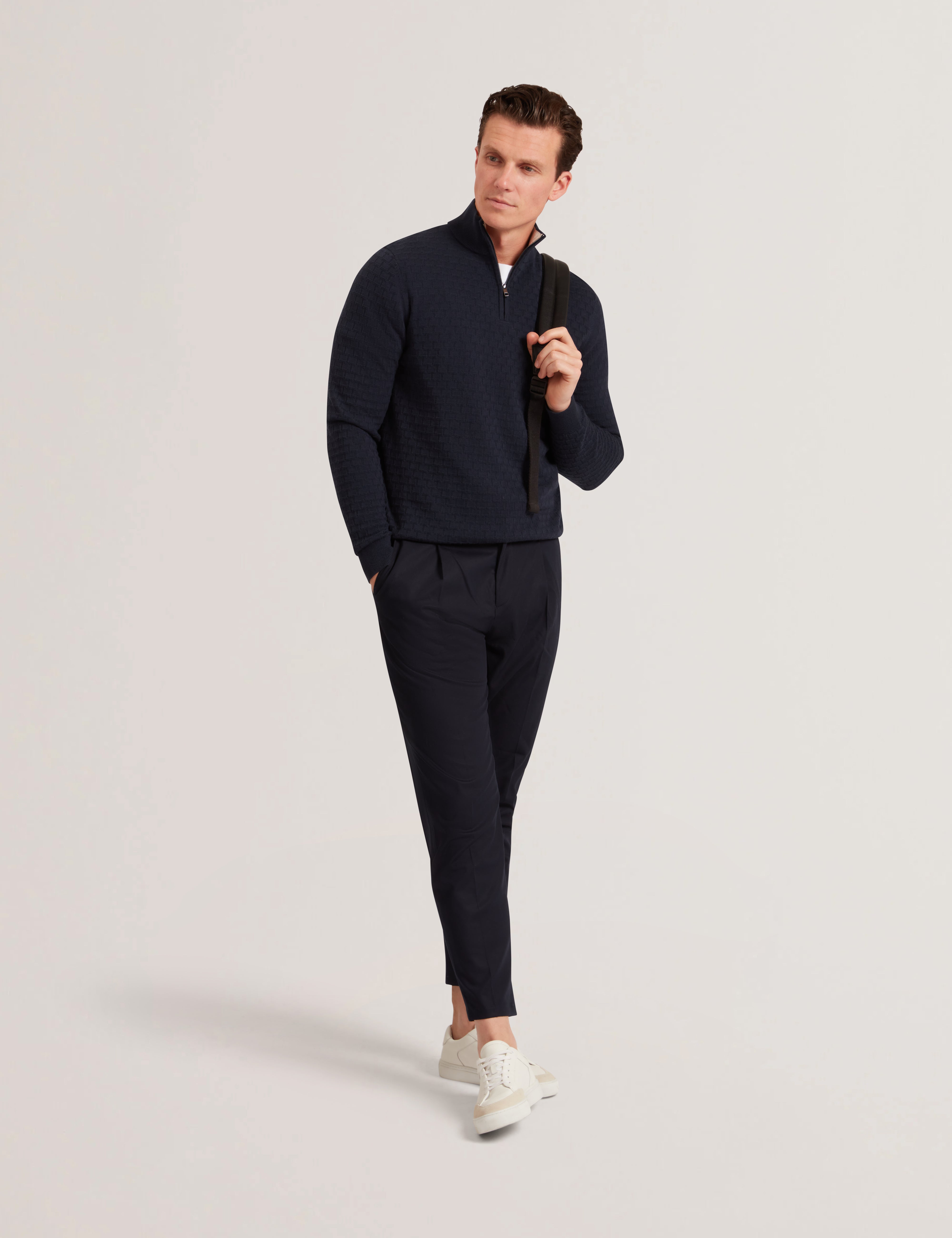 Jeremee T Stitch Half Zip Navy