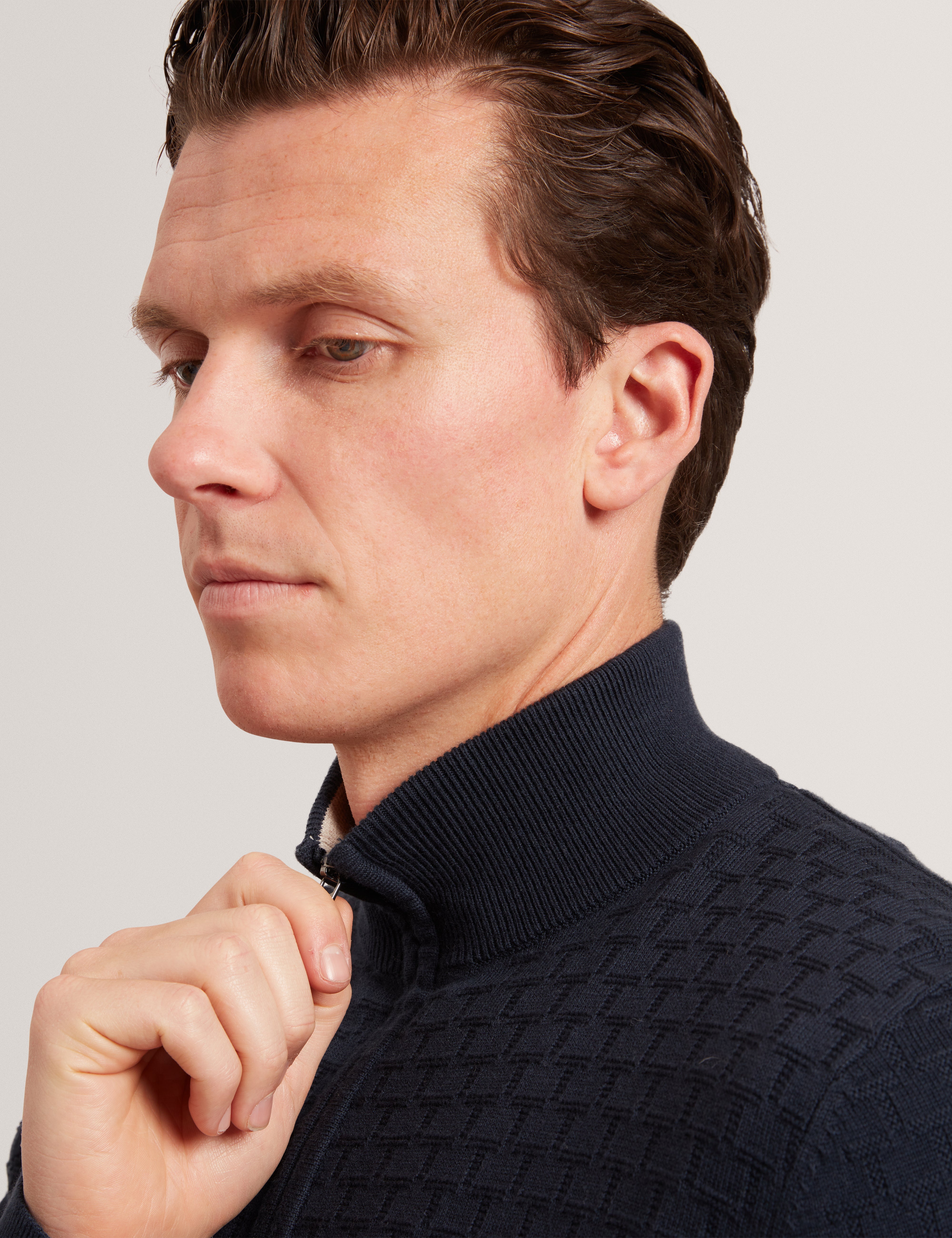 Jeremee T Stitch Half Zip Navy