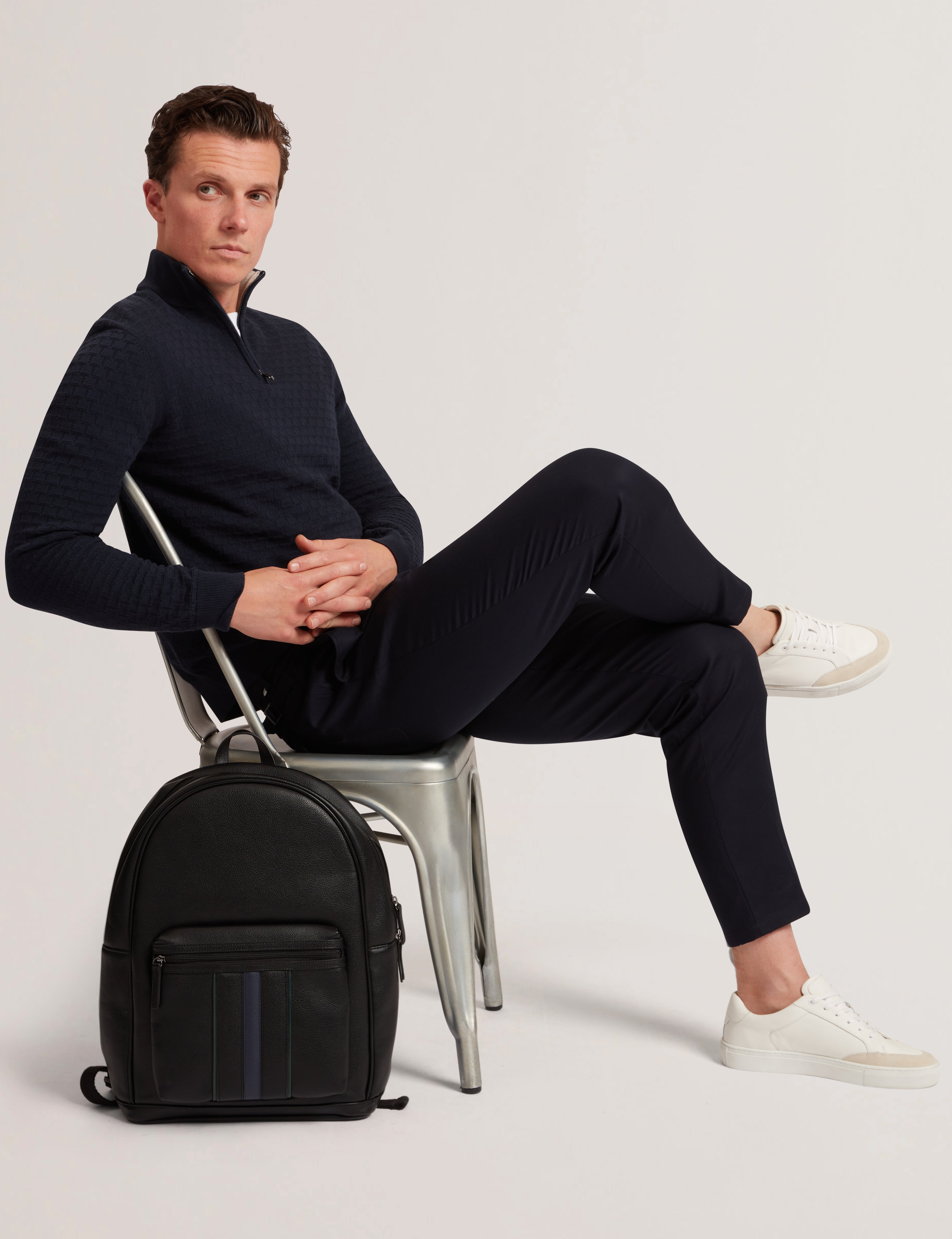 Jeremee T Stitch Half Zip Navy