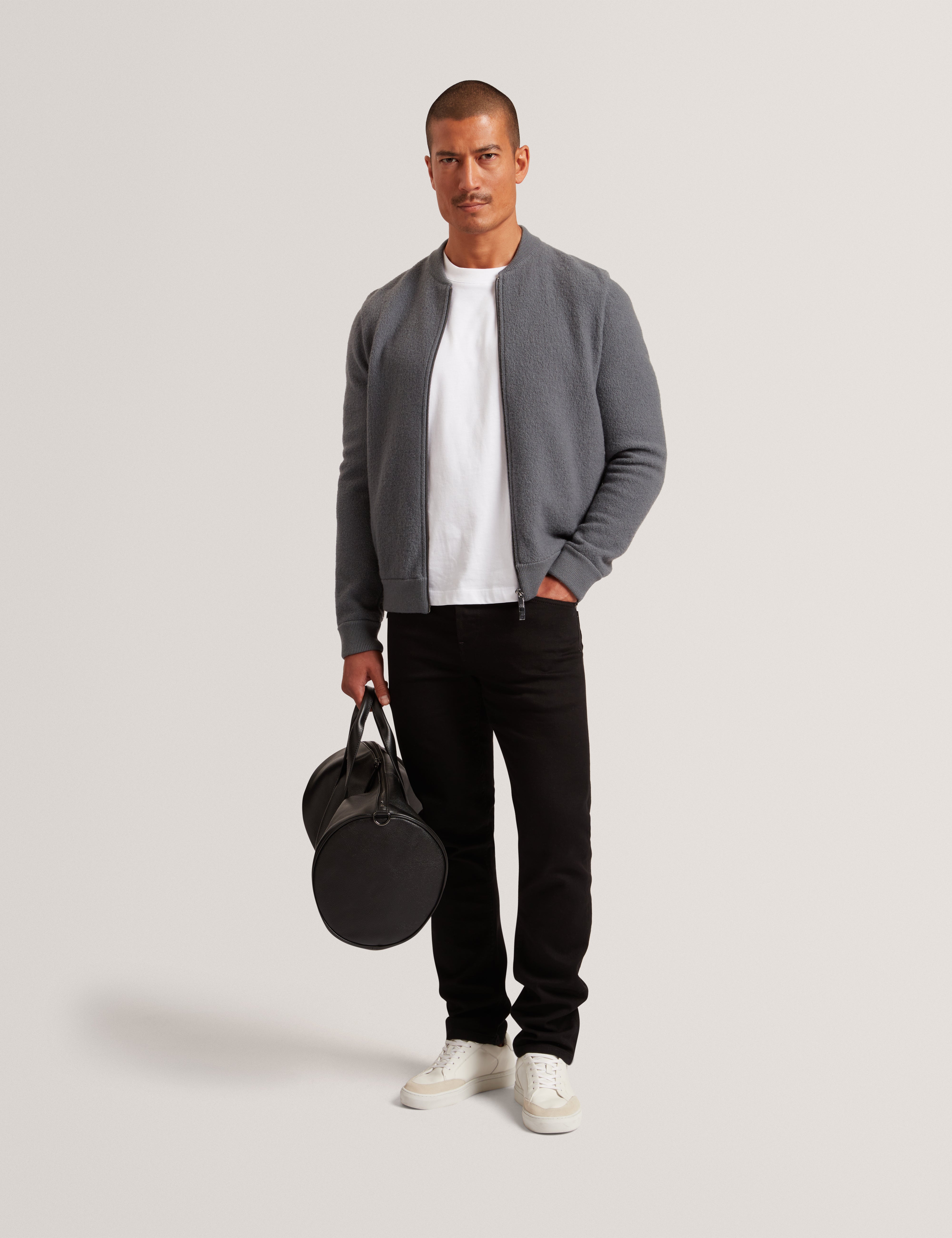 Mortimr Boucle Wool Bomber Jacket Dk-Grey