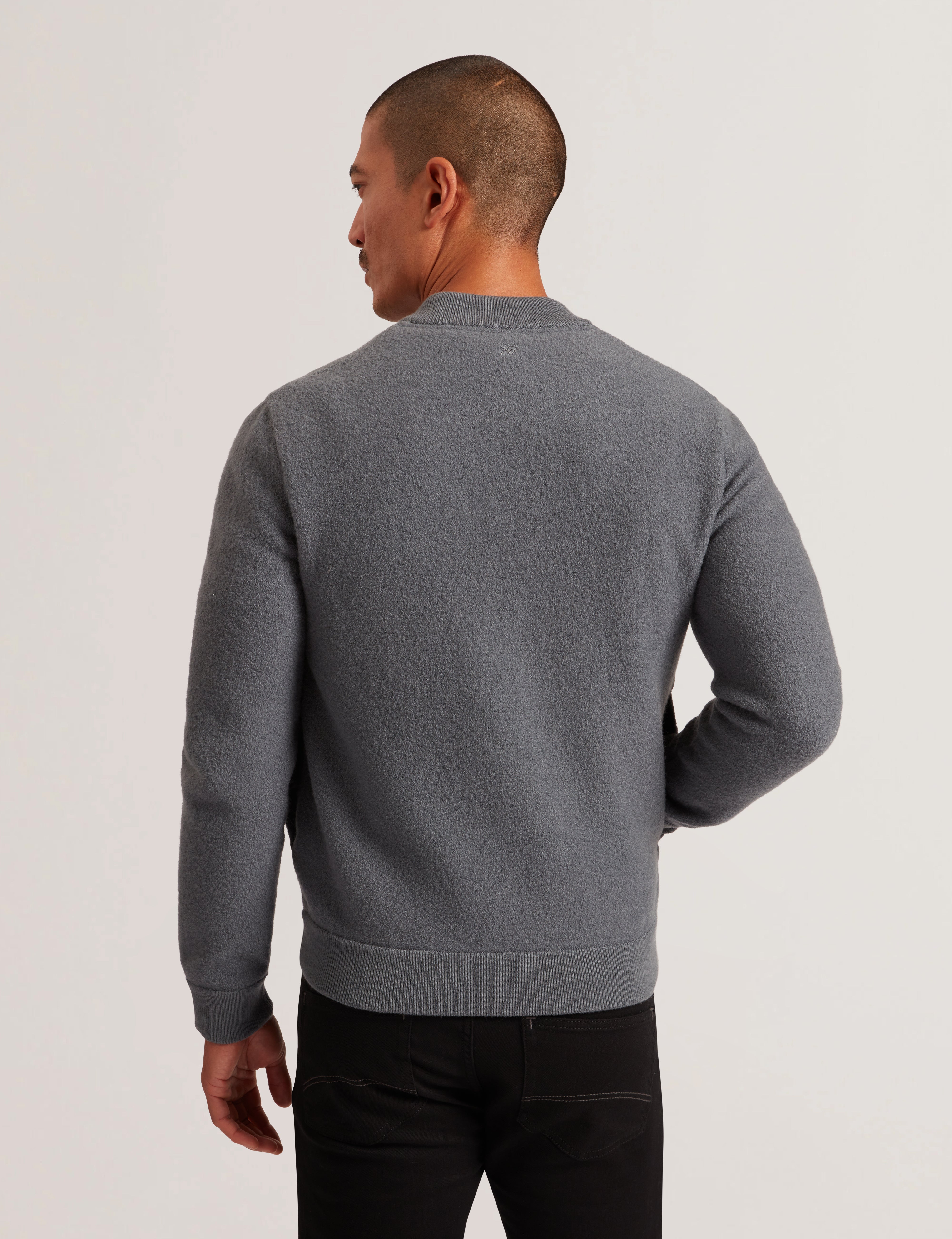 Mortimr Boucle Wool Bomber Jacket Dk-Grey