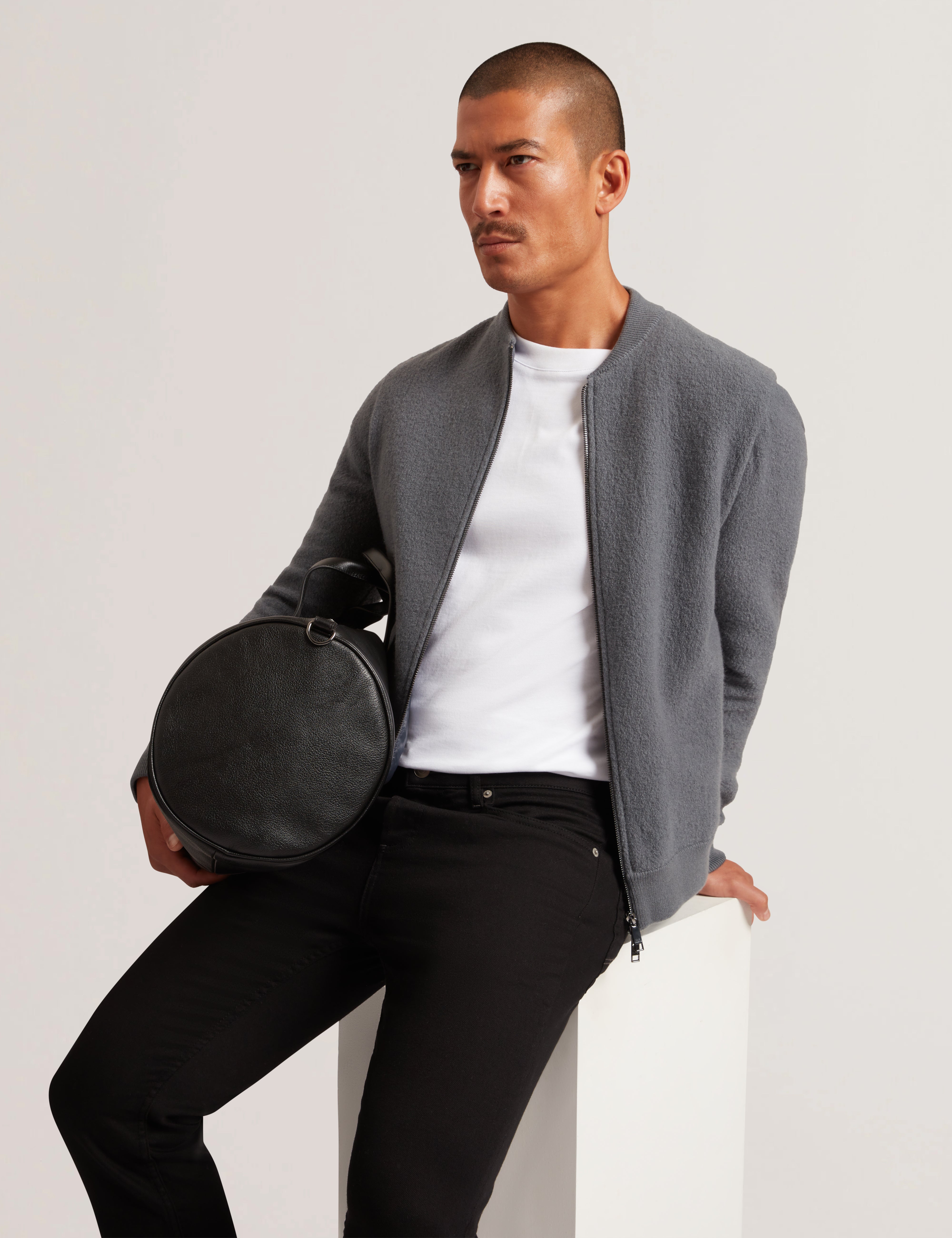 Mortimr Boucle Wool Bomber Jacket Dk-Grey