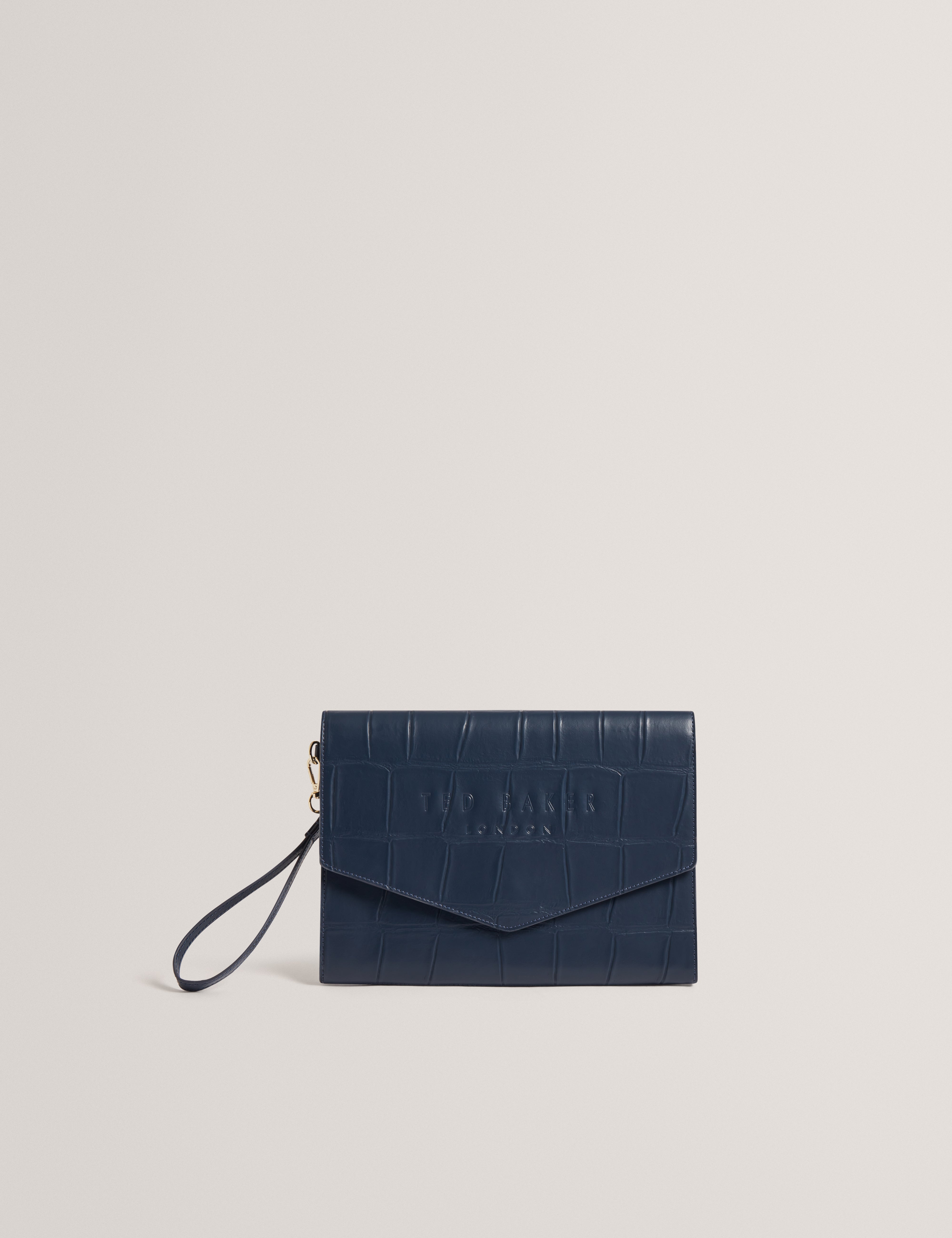 Crocey Croc Effect Envelope Pouch Navy
