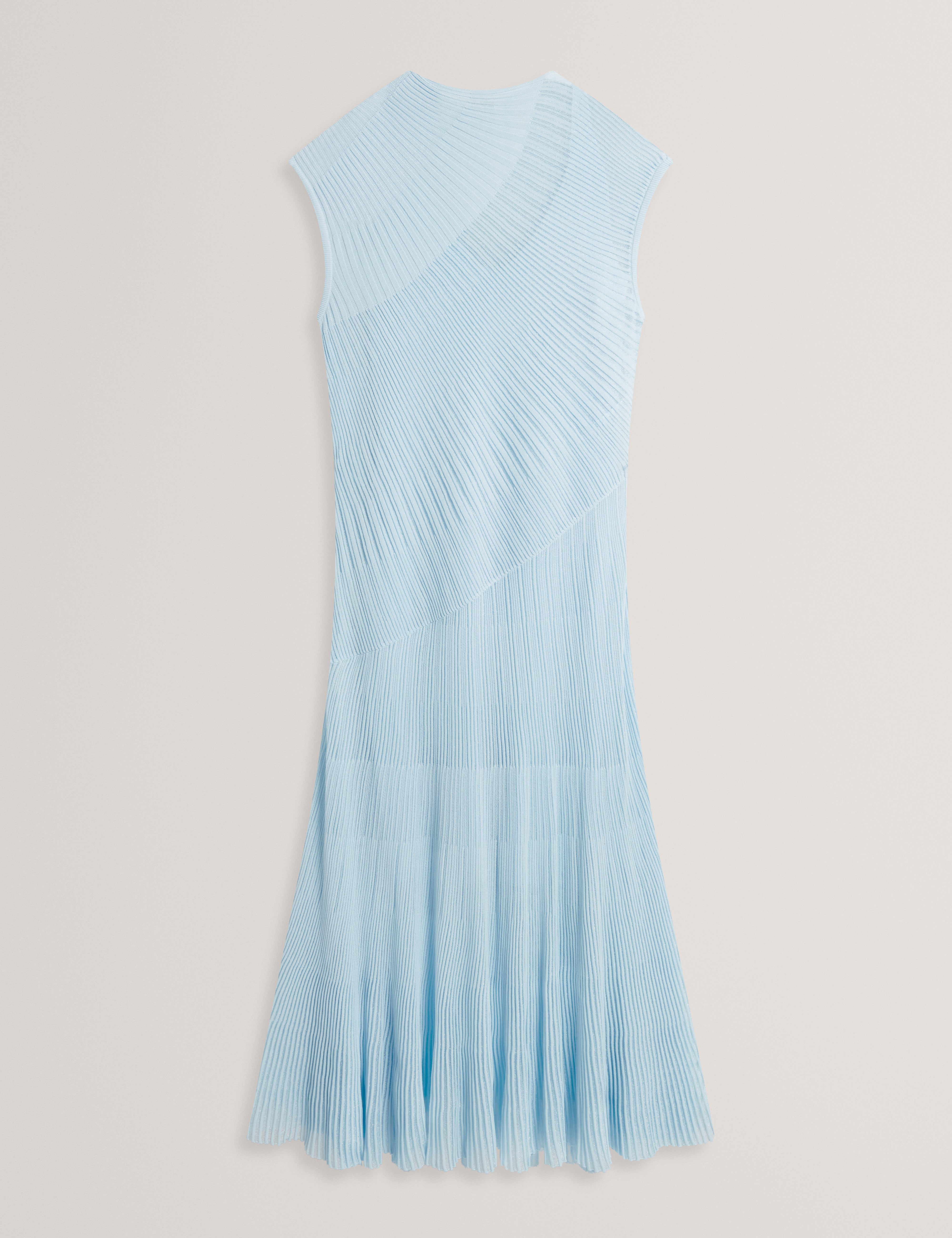 Celyina Sheer Detail Knit Midi Dress Pl-Blue